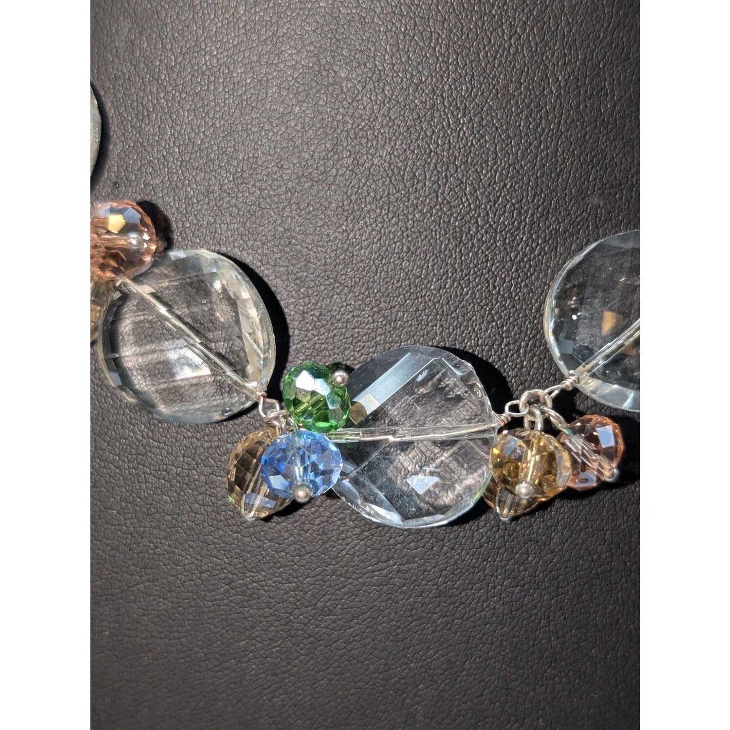 925 Sterling Silver Multi-Color Multi-Shape Cut Crystal Necklace & Earring Set