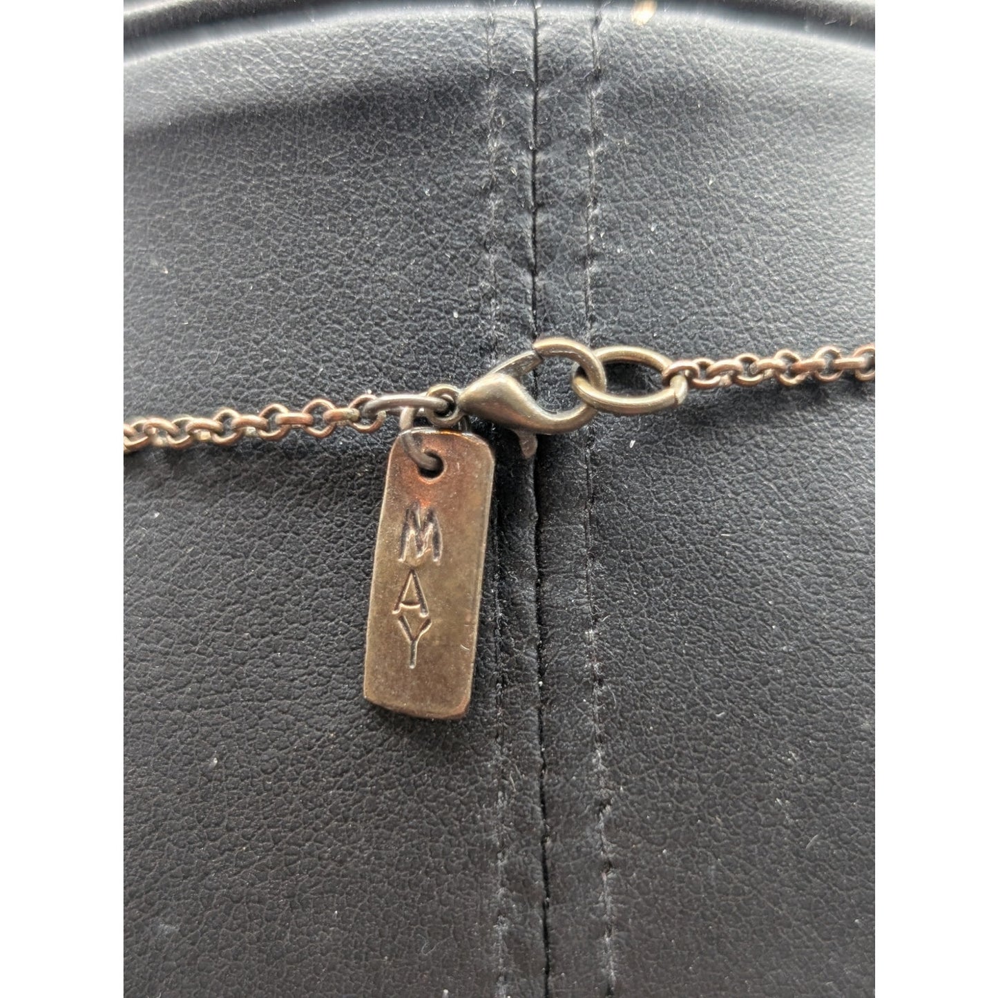 Rustic Antiqued Copper Look Flower Moon May Pendant Chain Long Necklace