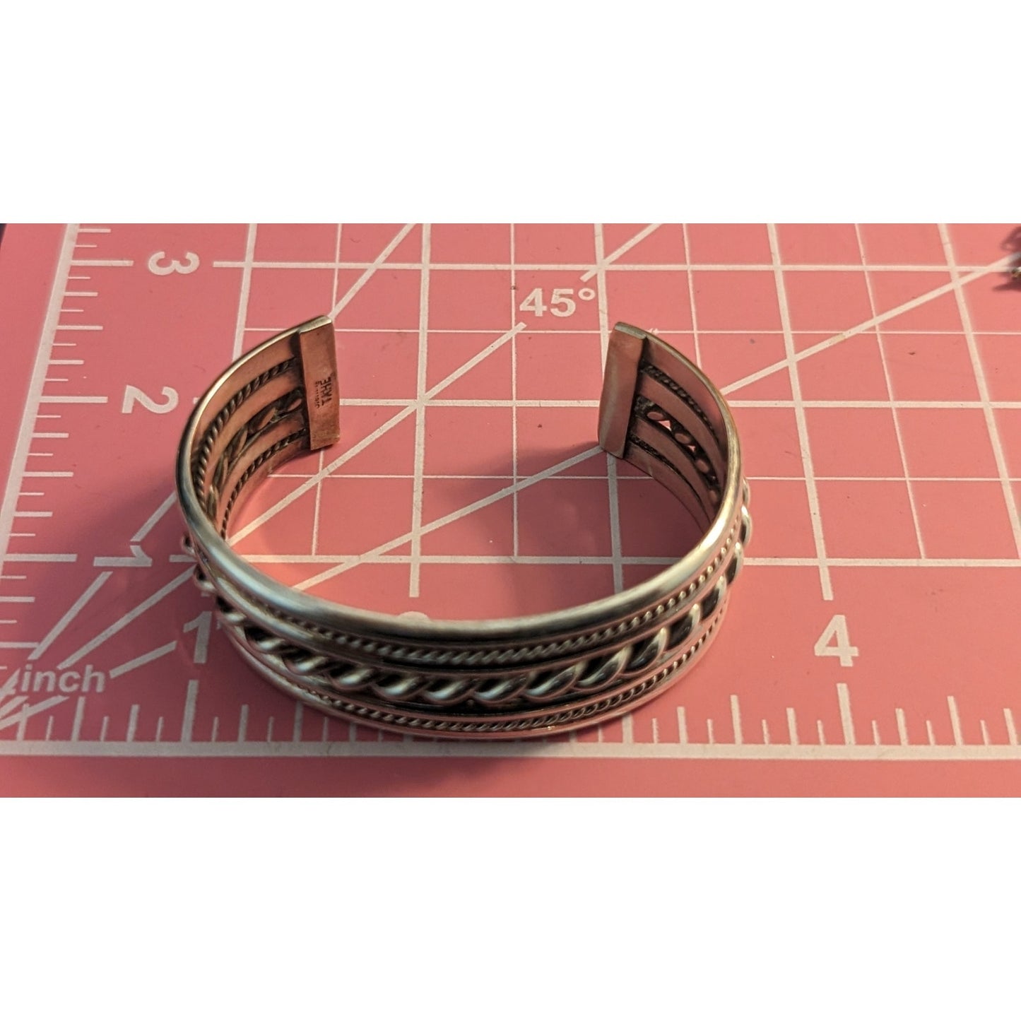 Tahe Navajo Native American Signed Braided 60g Sterling Cuff Bracelet