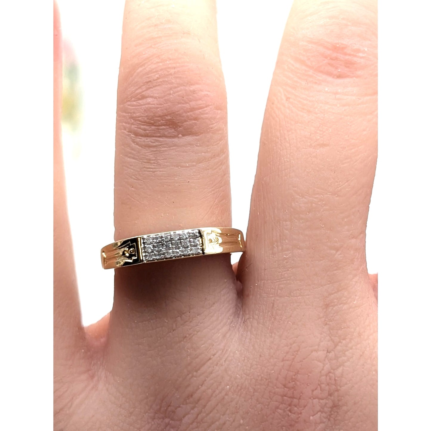 925 Gold Vermeil Set Stones Test as Diamond Marked ABS Ring Size 7