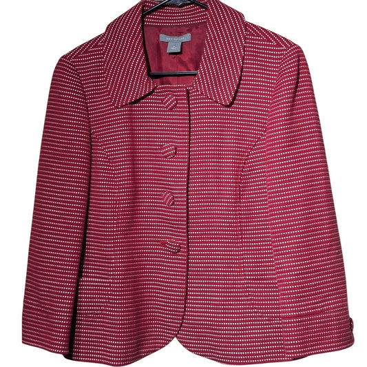 Ann Taylor Red Polka Dot Retro Classic Lined Blazer Jacket Womens Size 10