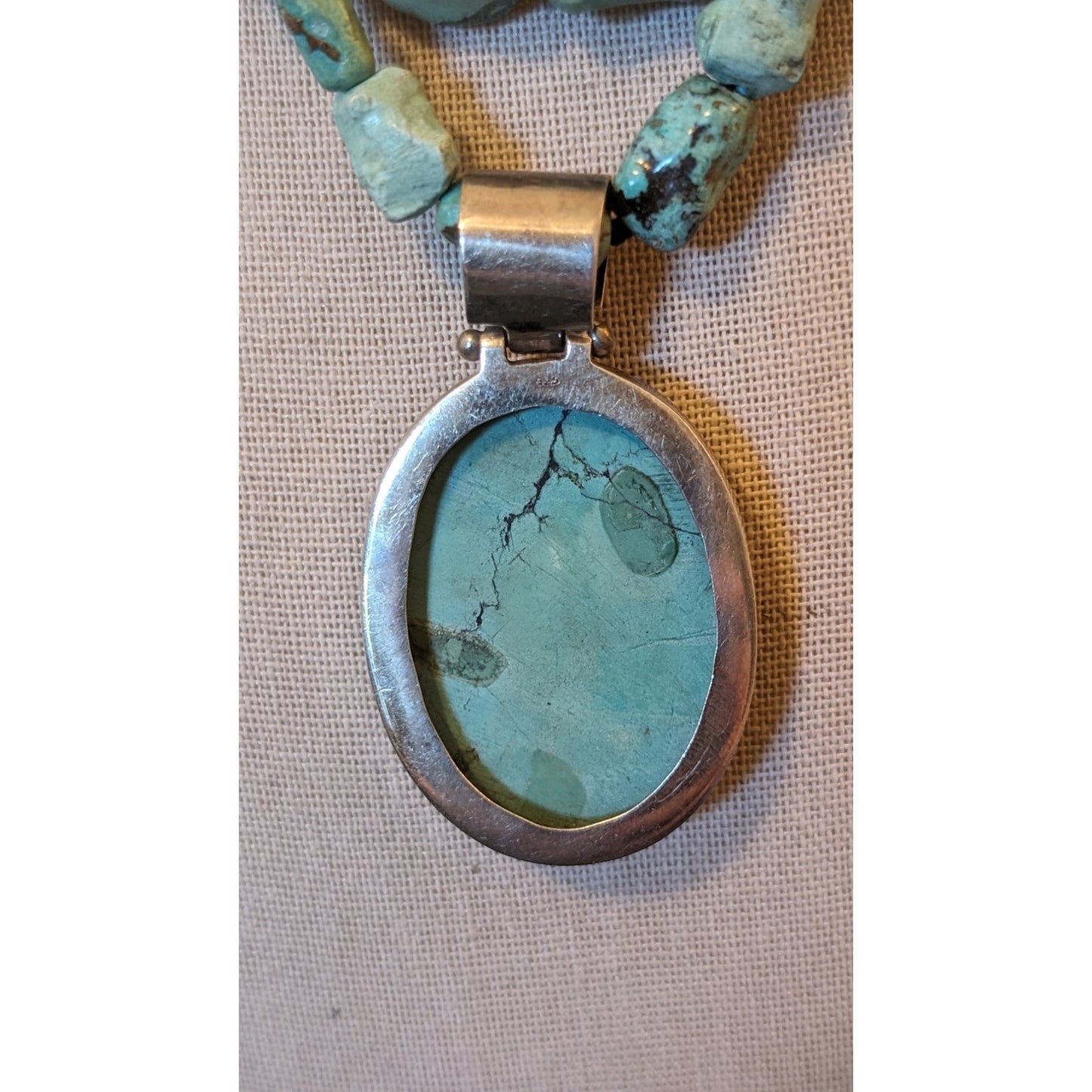 EXEX 925 Sterling Silver Claudia Agudelo Two Strand Turquoise Pendant Necklace