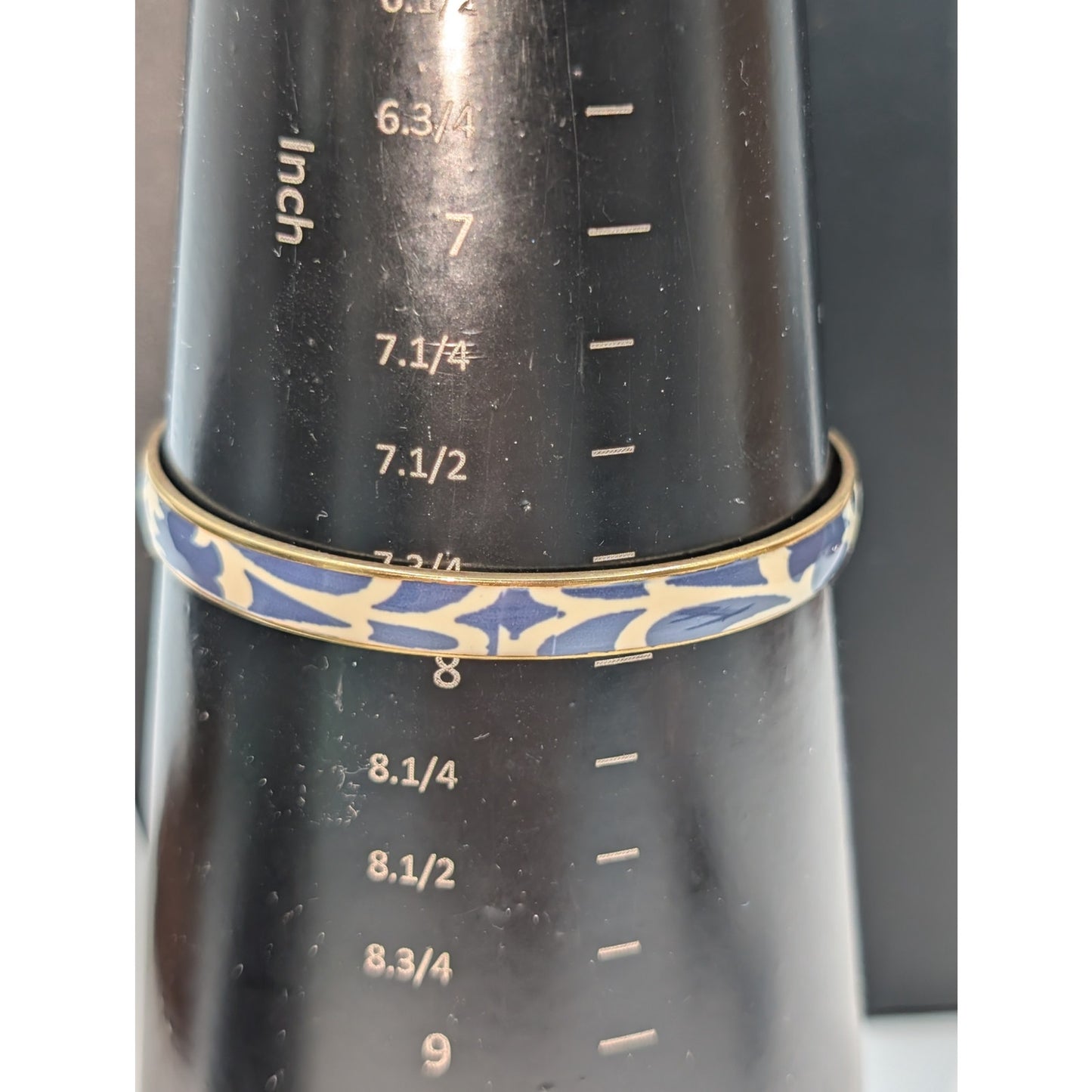 J.Crew 1/4" Blue Cream Gold Tone Bangle Bracelet