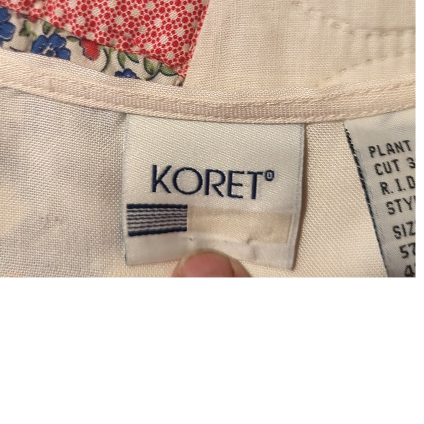 Vtg Koret Ramie/Cotton Blend Cream Shell w/ Pleated Lace Bottom Women's Size 16