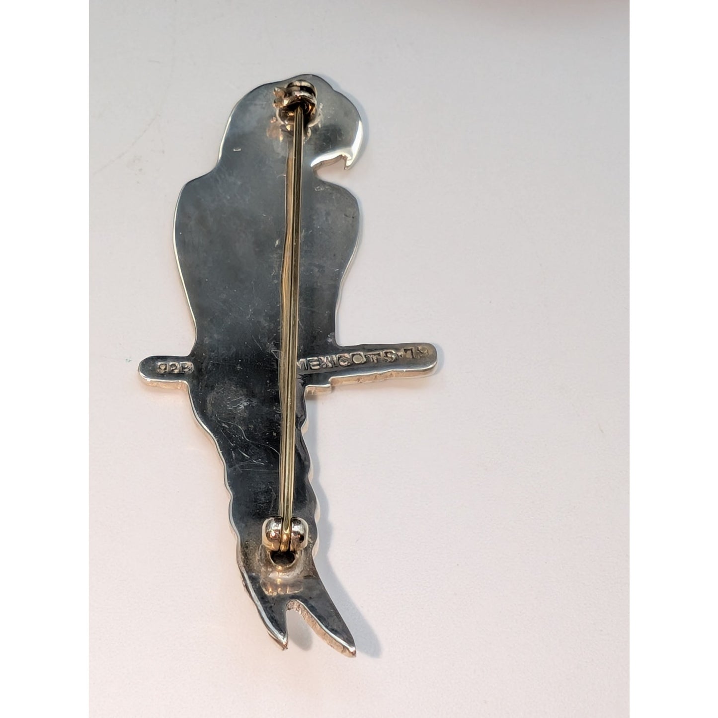 Vintage Taxco TS-79 Mexico 925 Sterling Silver Large Parrot Brooch