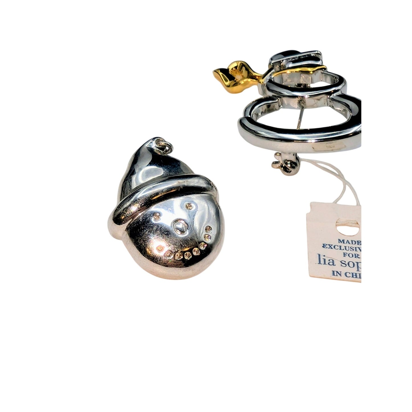 Lot of Two Silver Tone Snowmen Pin/Brooches -- One NWT