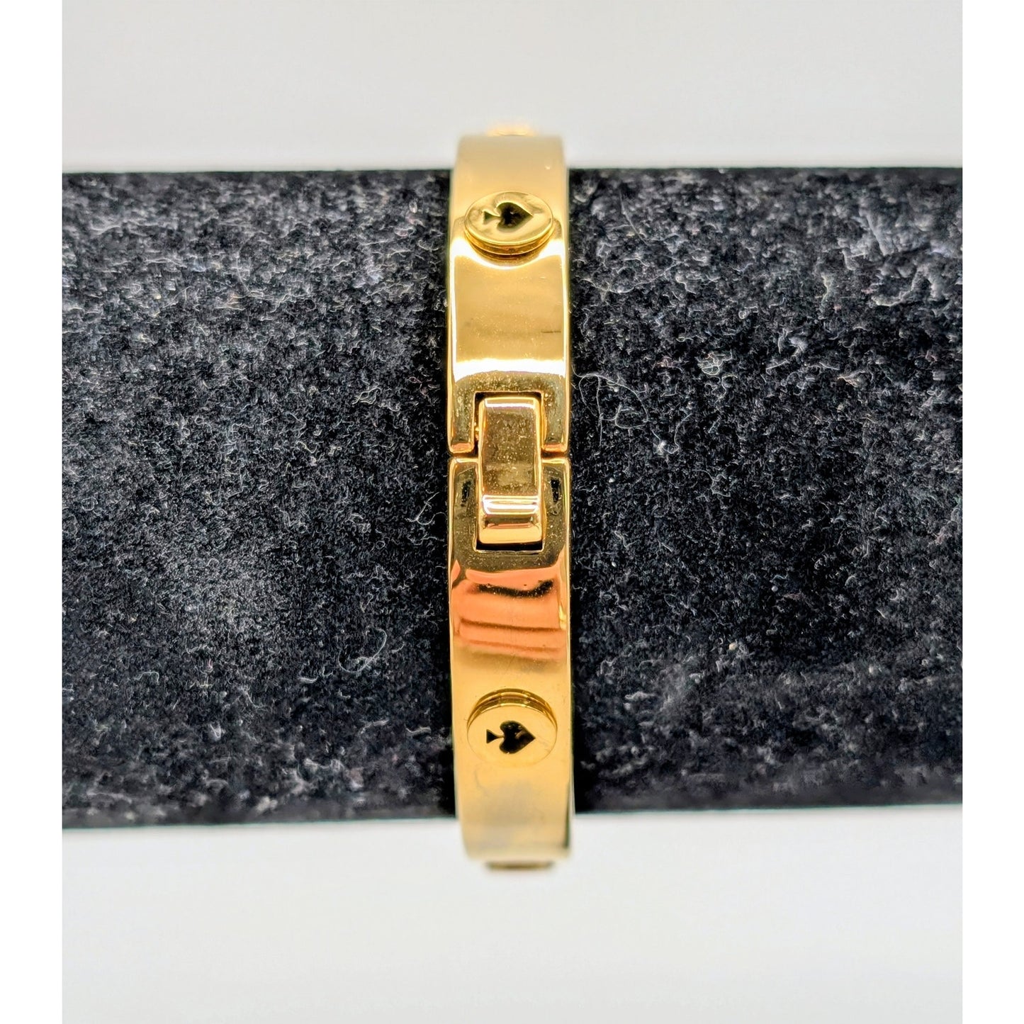 Kate Spade Spot the Spade Studded Hinged Gold Tone Bangle Bracelet