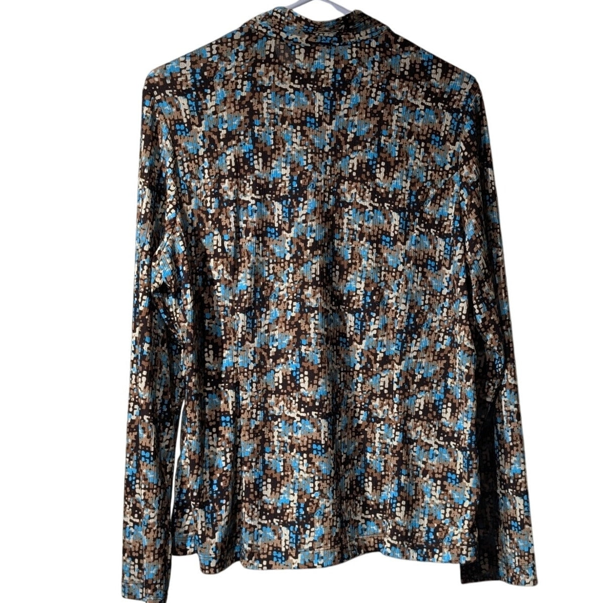 Vintage Tanjay Brown Aqua Zip Front 'Track Jacket' Womens Size S Petite