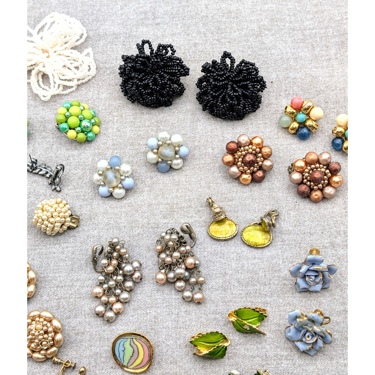Lot of 27 Pair Vintage Clip On Screw Back Many 'Japan' Earrings