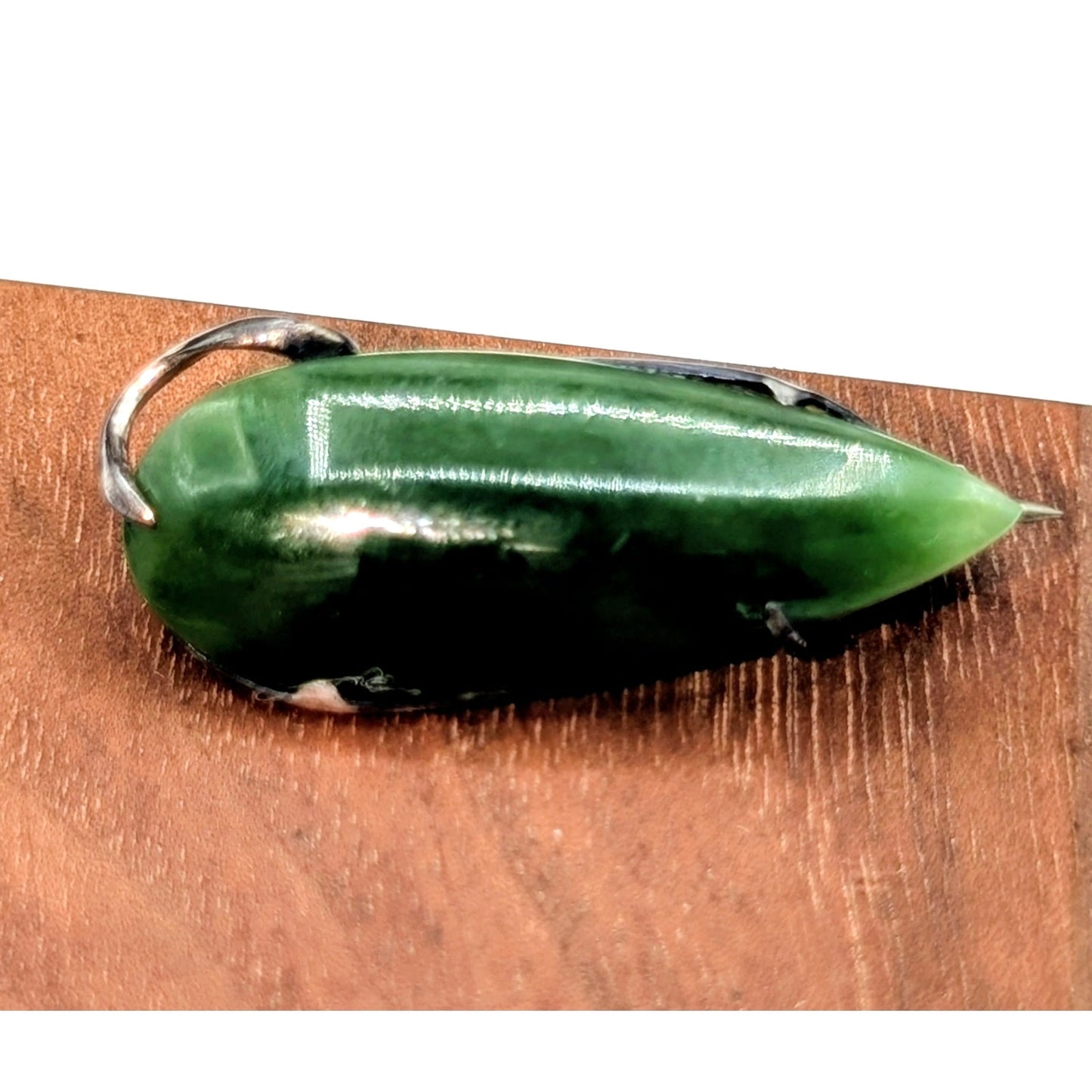 Vintage 925 Sterling Silver Nephrite Jade Brooch/Pin