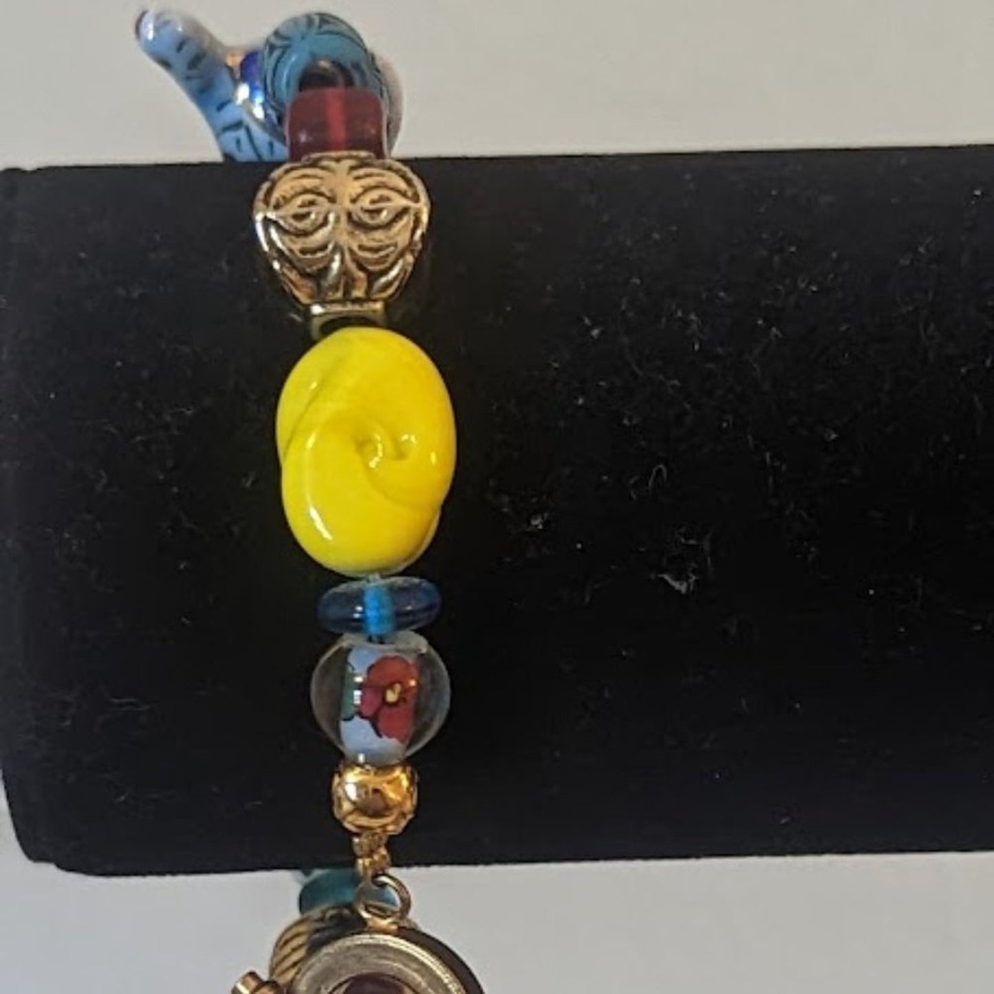 Glass Bead Gold Tone Toggle Bracelet