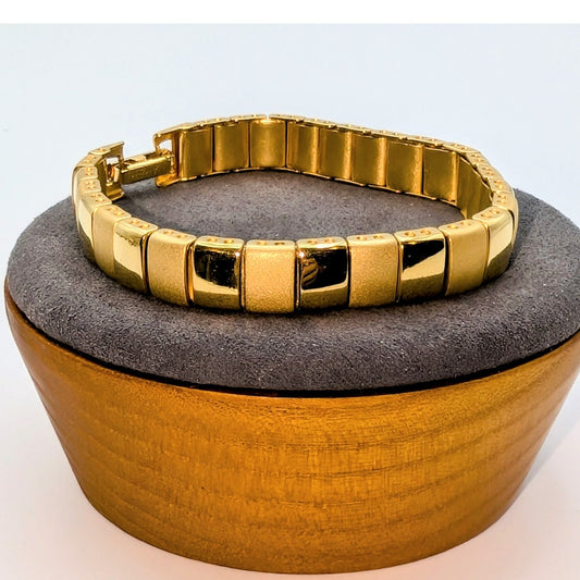 Napier Vintage Gold Plated Alternating Brushed Polished Chain Link Bracelet