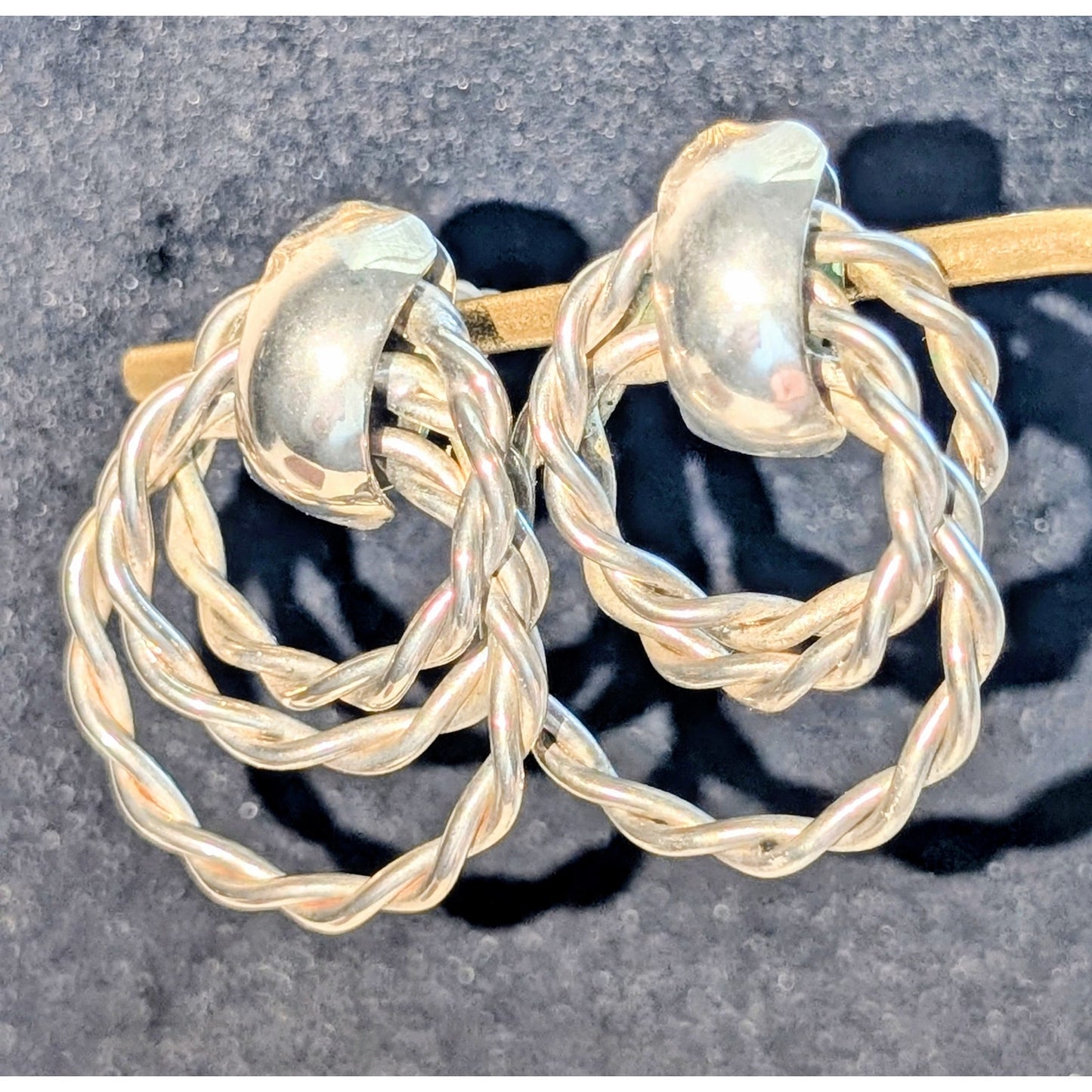 Vintage Twisted Triple Rope Pierced Earrings