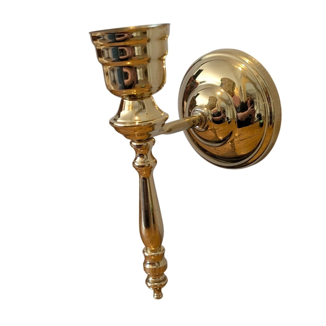 Vintage Copper Craft Polished Brass Candle Wall Sconce