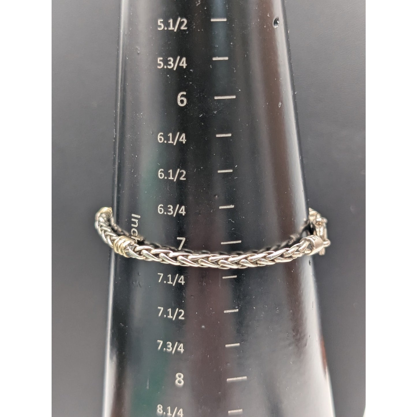 18K Gold & 925 Sterling Silver--Wheat Chain Bracelet W/ 18K Gold Stations 12.22g