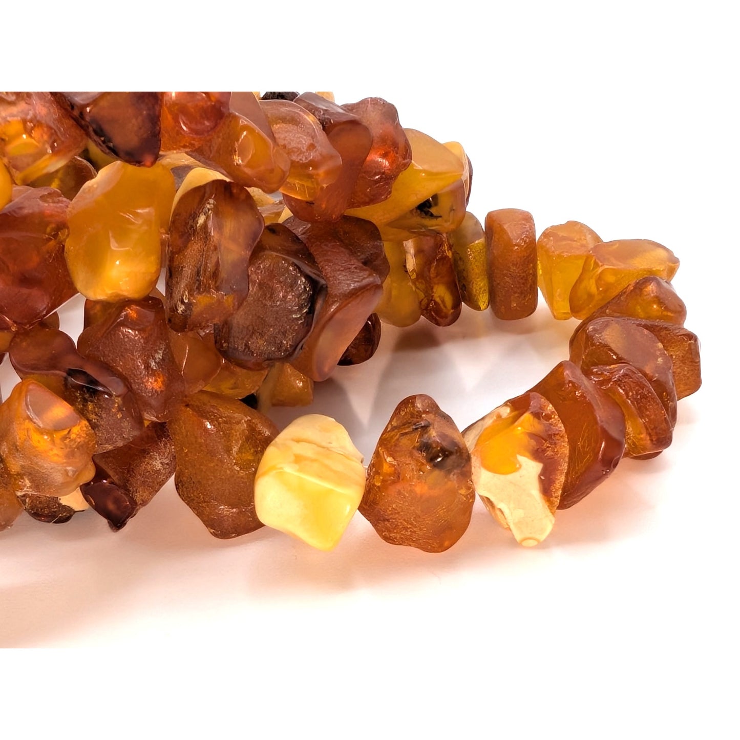 Vintage Chunky Graduated Nugget Shaped Raw Baltic Amber 35" Strand Necklace