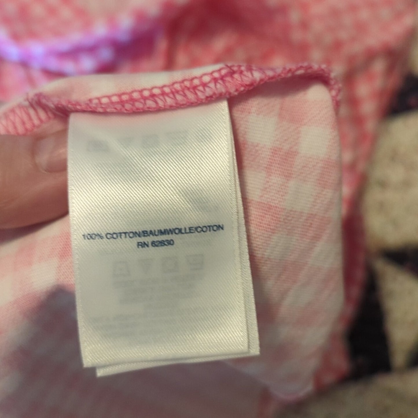 Lands' End Pink Gingham Checked Girls' Size Large (14) Smock Tunic 100% Cotton