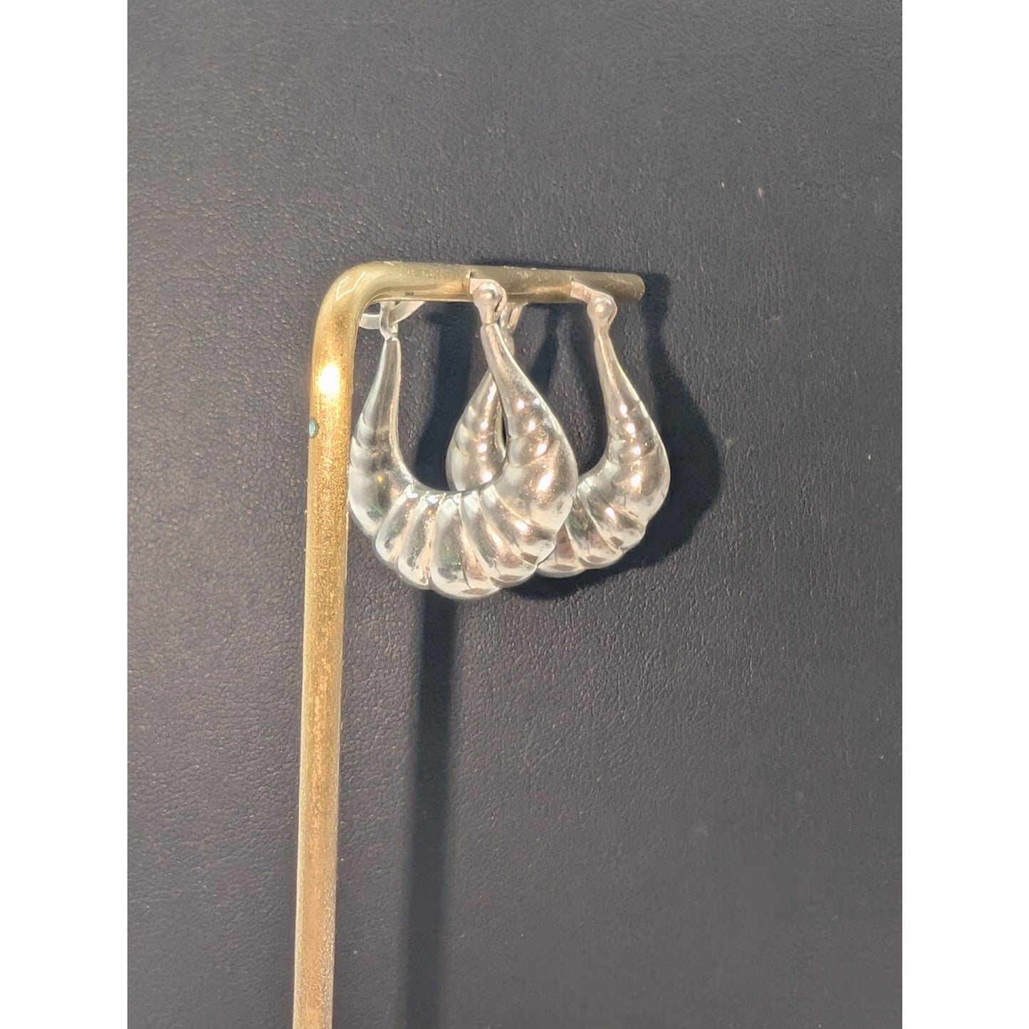 Vintage 925 Sterling Silver Shrimp Hoop Snap Down Earrings