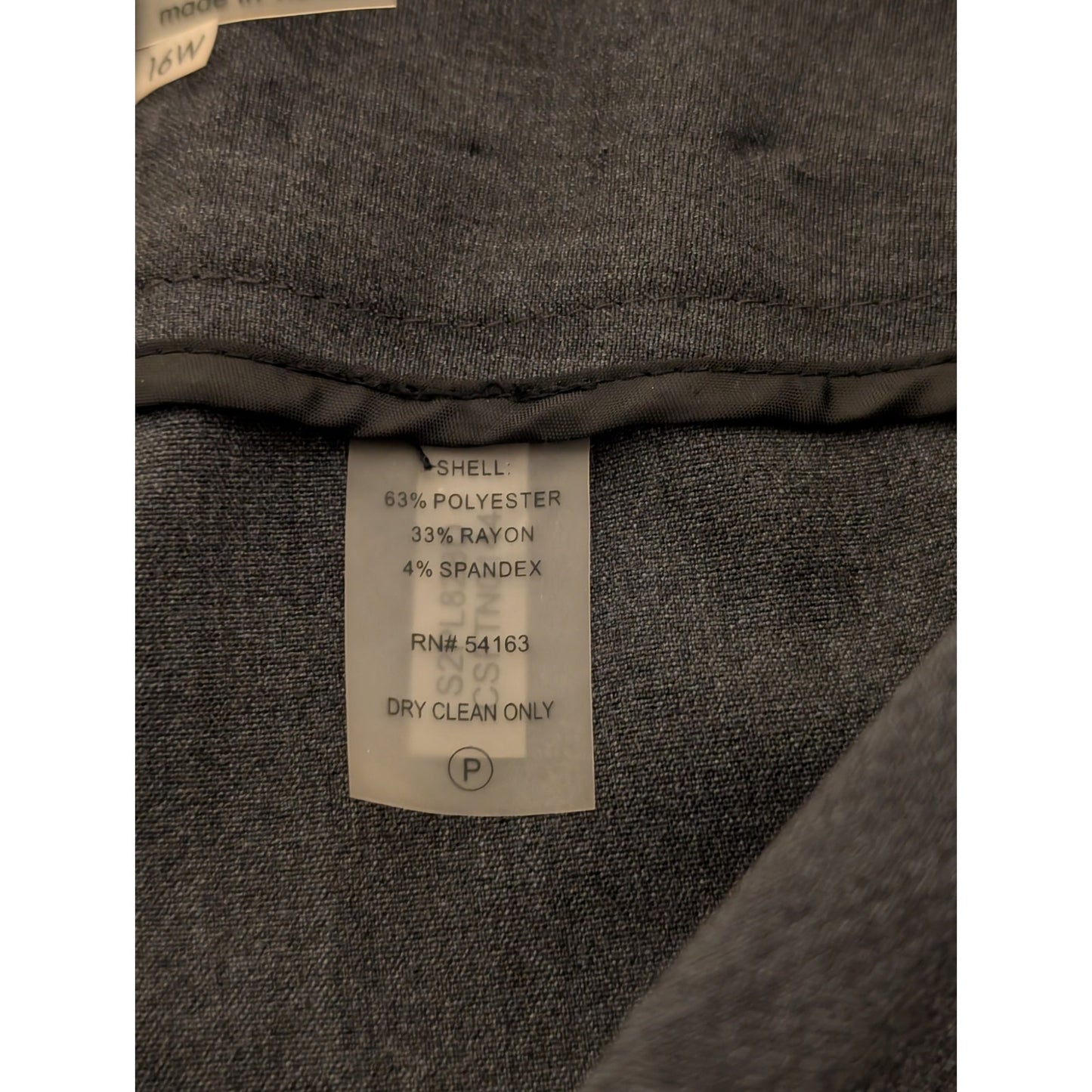 Calvin Klein Charcoal Classic Wide Leg High Rise Womens Sz 16W Dress Pant