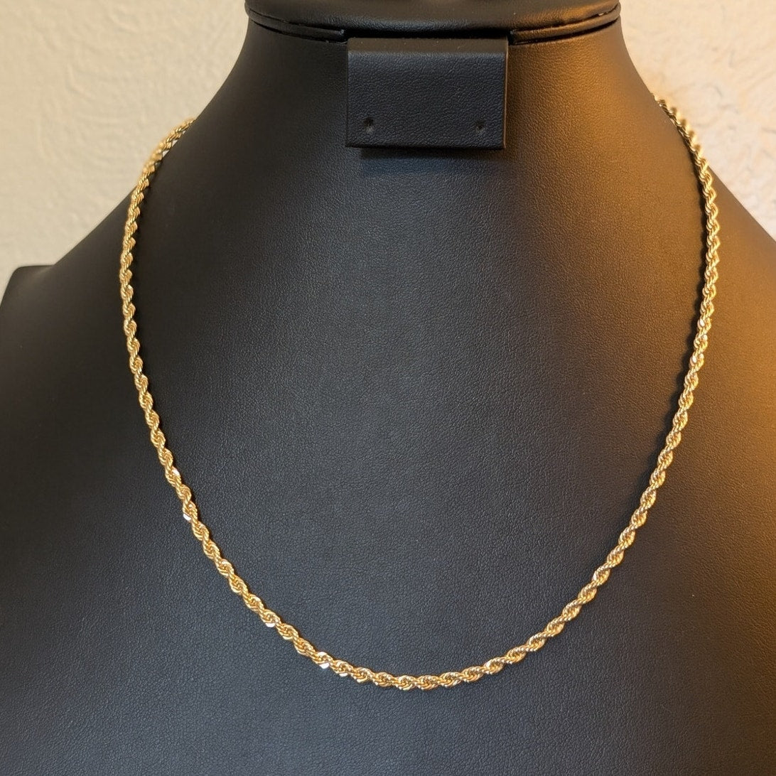 Gold Tone 3mm Rope Chain Marked Korea