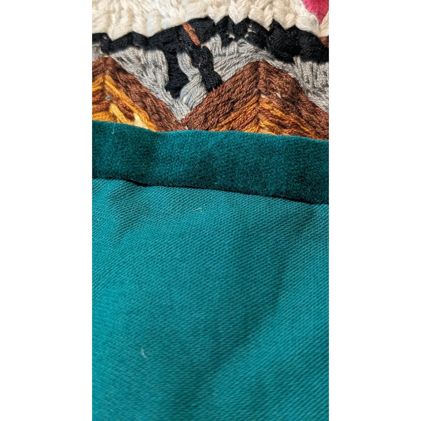 Vintage Homemade Green Velvet Embroidered Mtn. Scene Topper Juniors XS