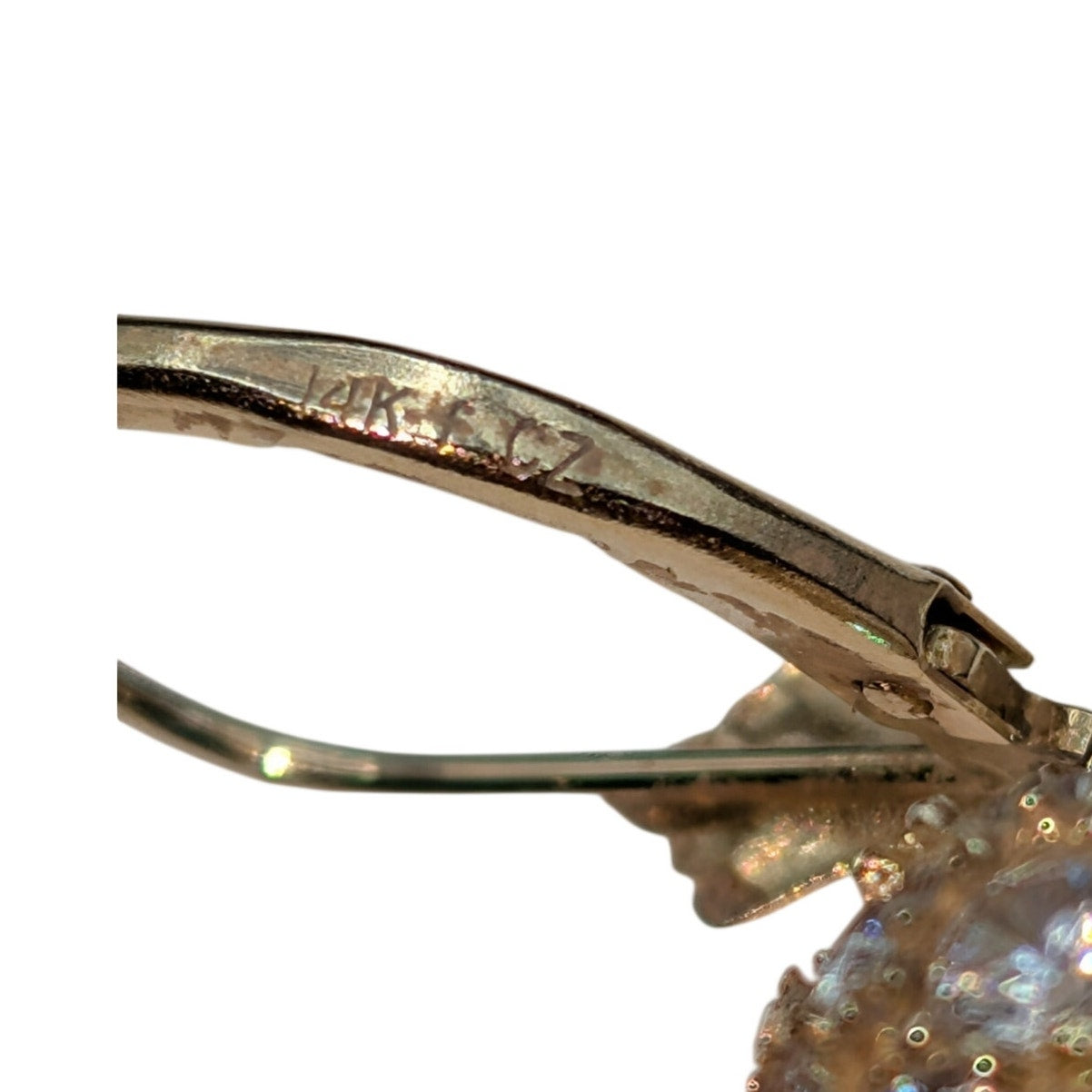 Vintage 14K Cubic Zirconia Fire Ball Dangle Lever Back Earrings