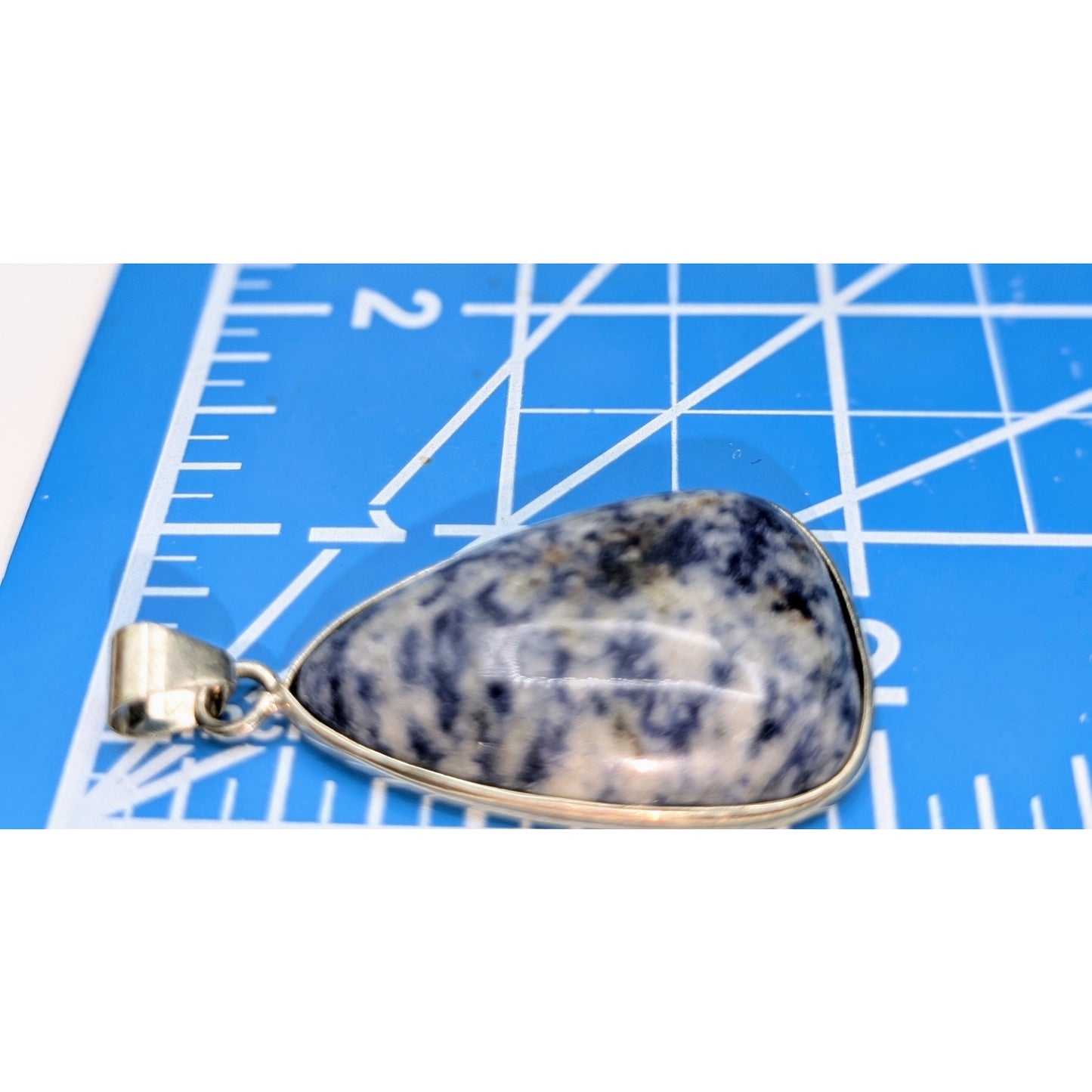 Large Silver Tone Set Sodalite Pendant (Only)