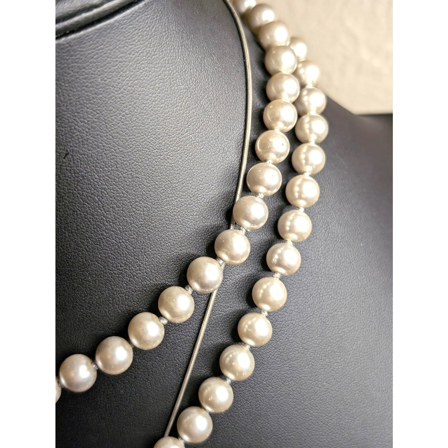 Lot of Two Layered Silver Tone Faux Pearl Necklaces