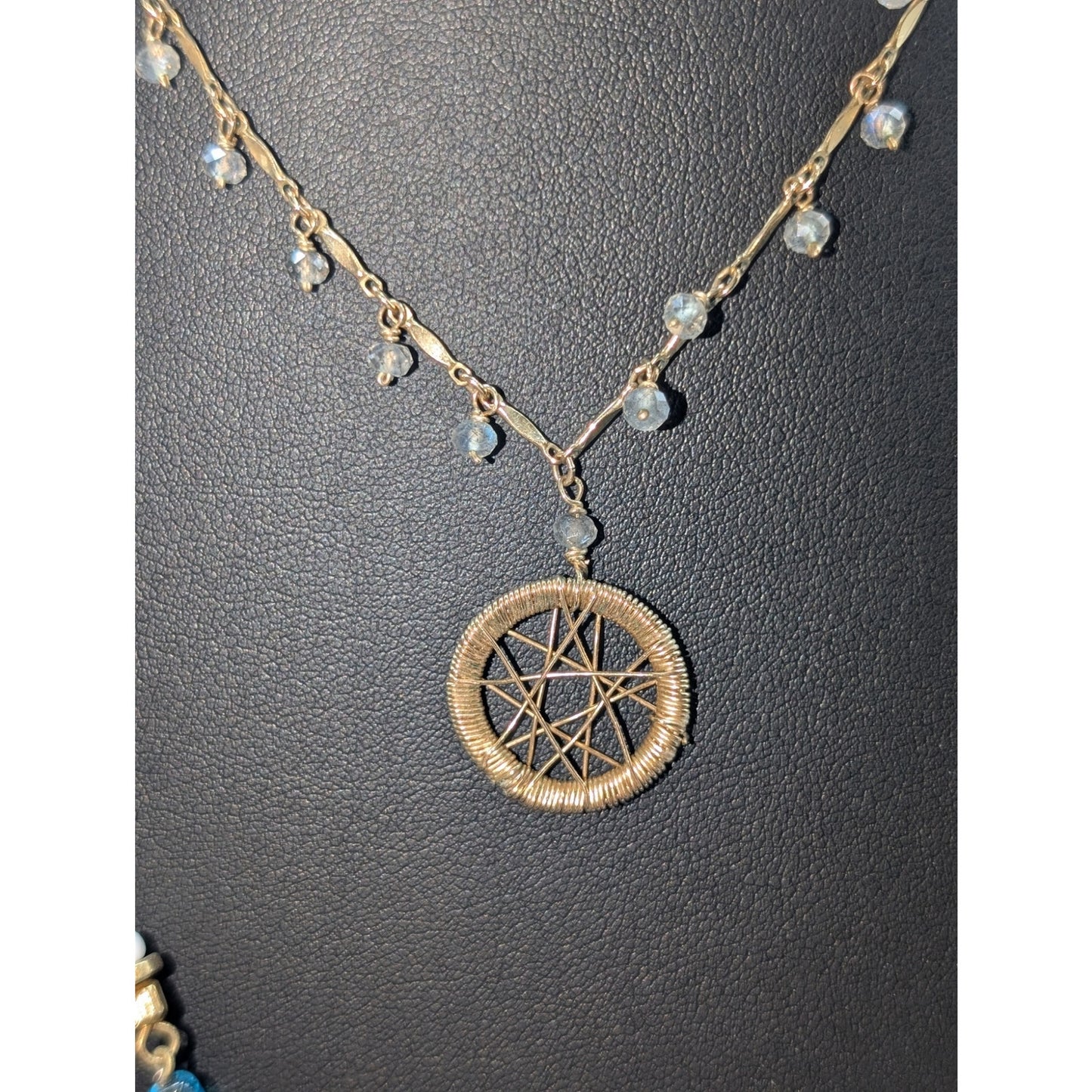 Lot of Two Vintage Boho Glass Beaded Gold Tone Necklaces