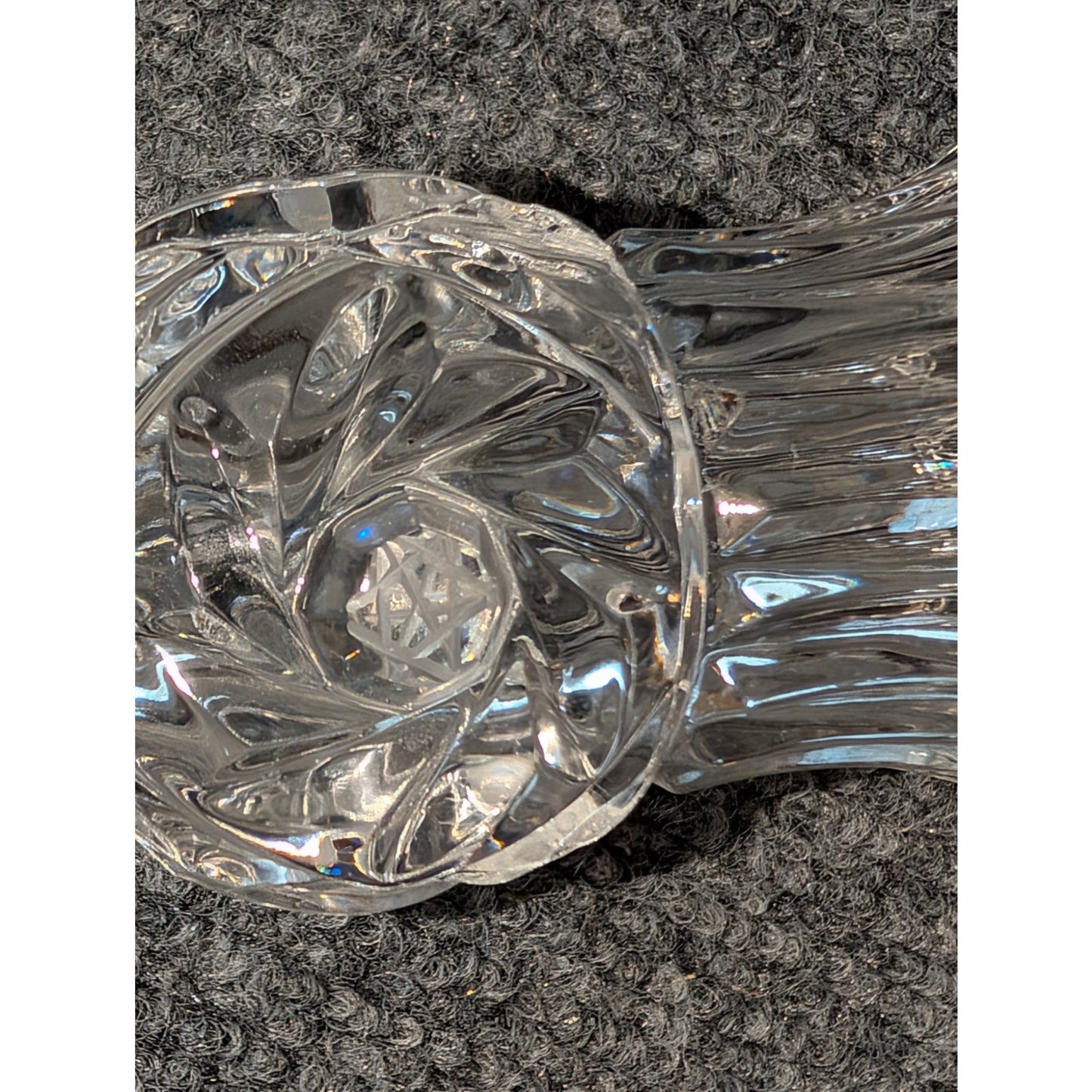 Tiny Pressed Glass Bud Vase Clear Lead Crystal Bud Vase Hobnail Spinning Design
