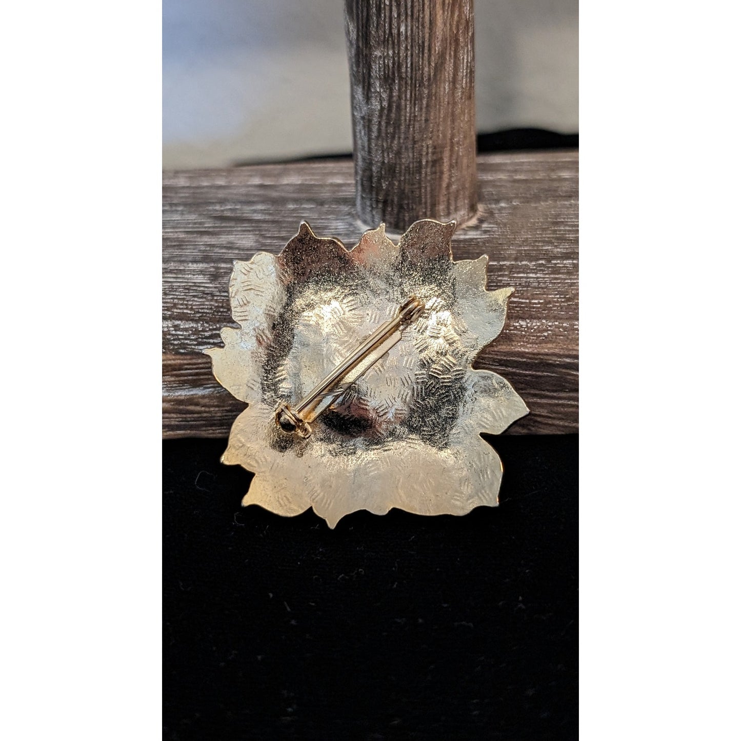 Vintage White Pink Gold Hibiscus Brooch