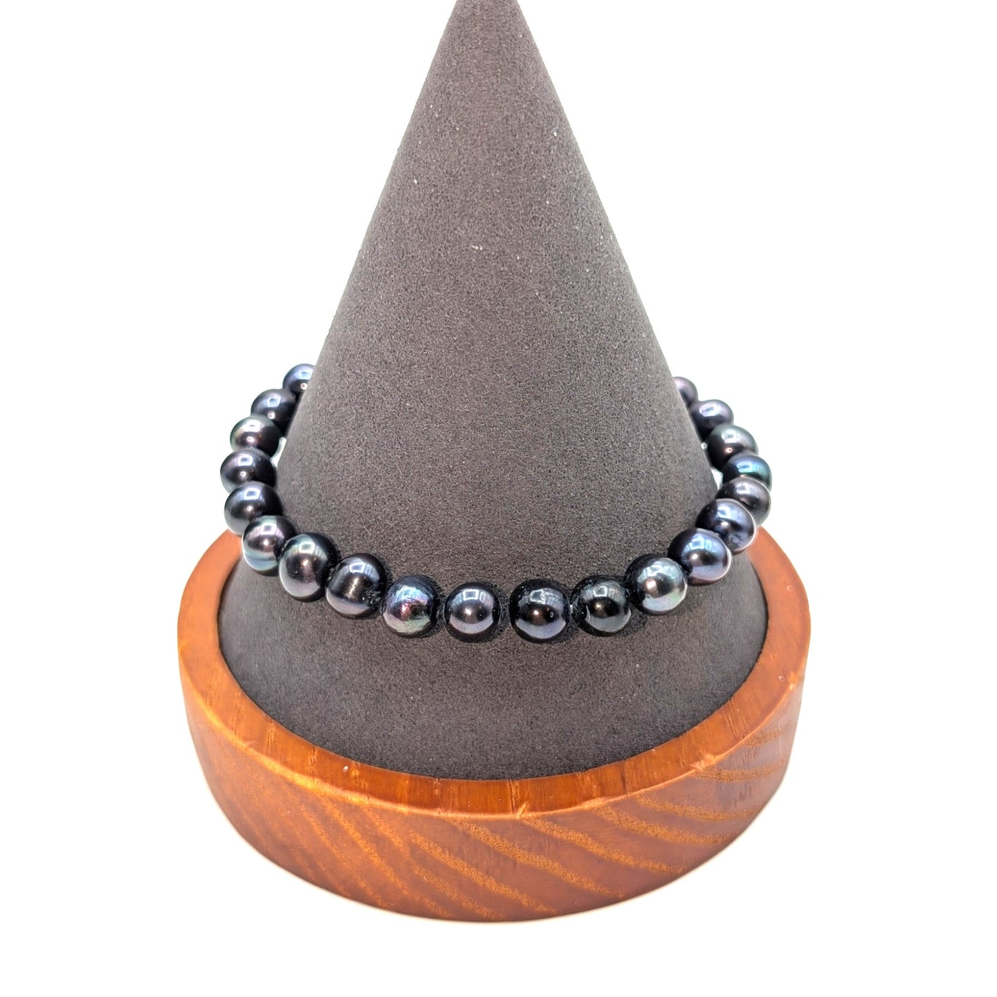 Genuine Approximate 7mm Peacock Knotted Pearl Gold Tone Slide In Clasp Bracelet