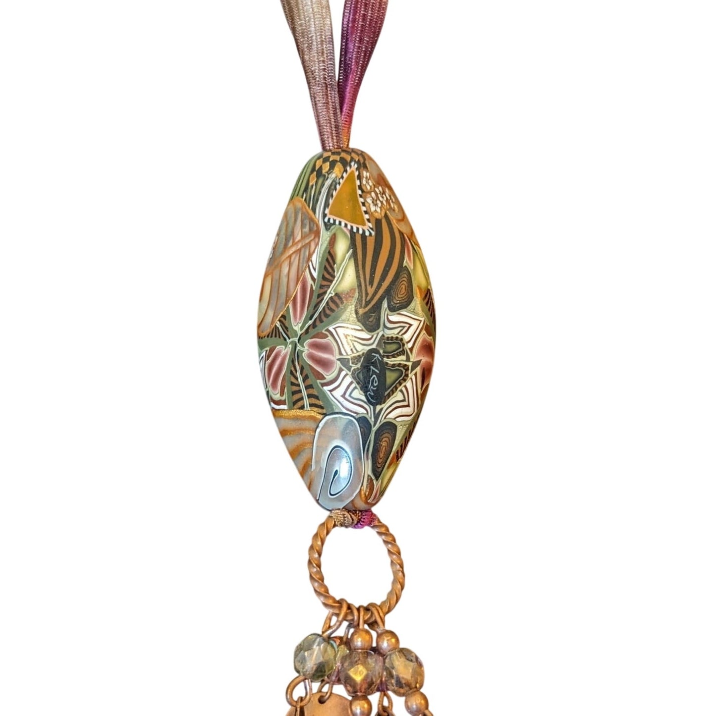Boho Tribal Bead Ribbon 28" Toggle Clasp Necklace