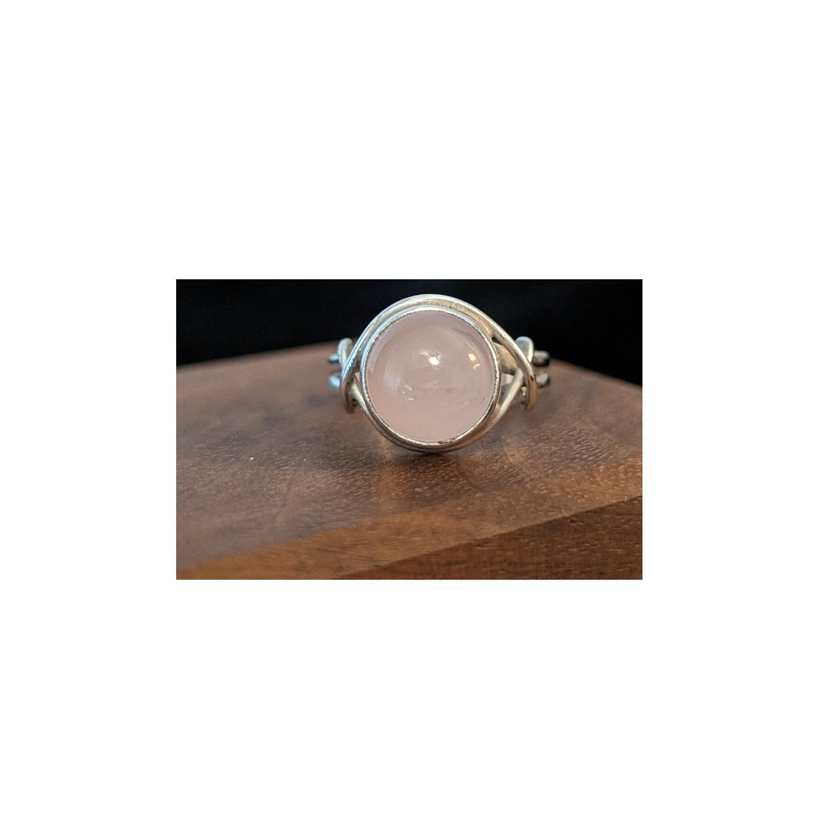 Pink Cabochon Stone 925 Sterling Silver Ring Size 5.75