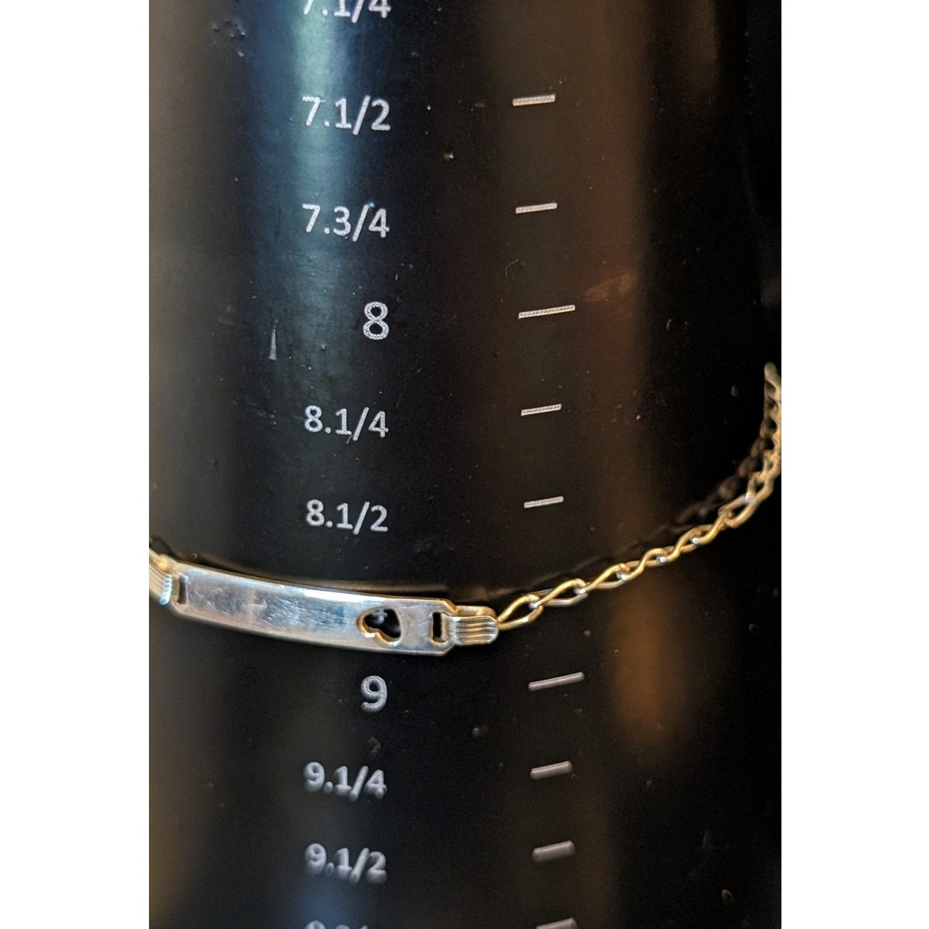 925 Italy Sterling Silver Oval Curb Link ID Heart Cut Out XL Bracelet/Anklet