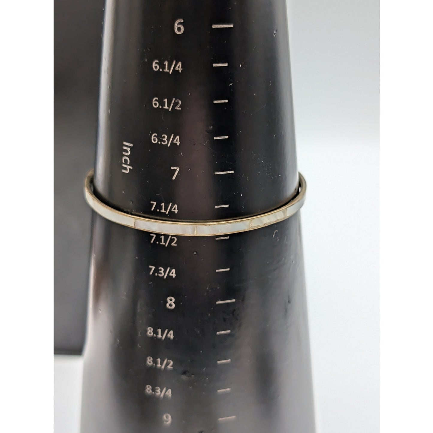 Vintage Lot of Three MOP Inlay Brass Bangle Bracelets