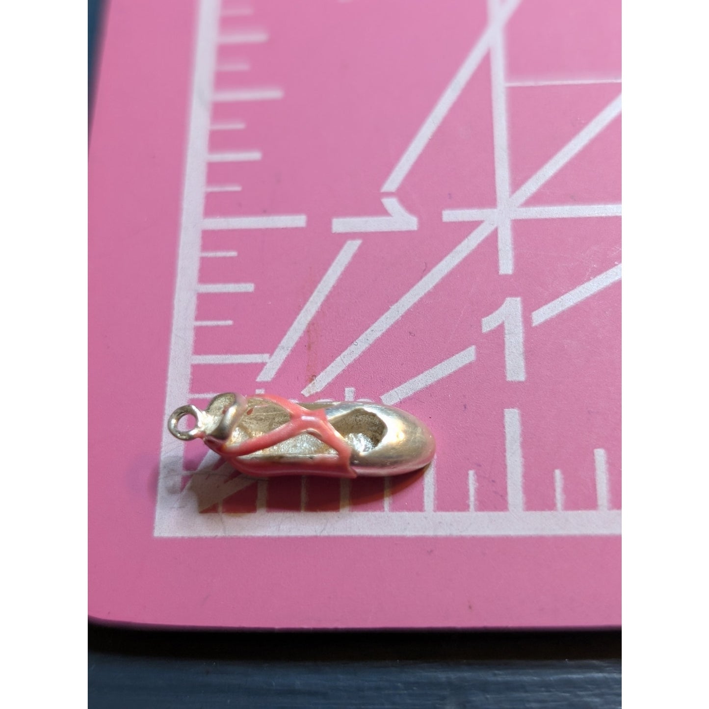 Vintage Sterling Silver Pink Enamel Ballet Slipper Charm