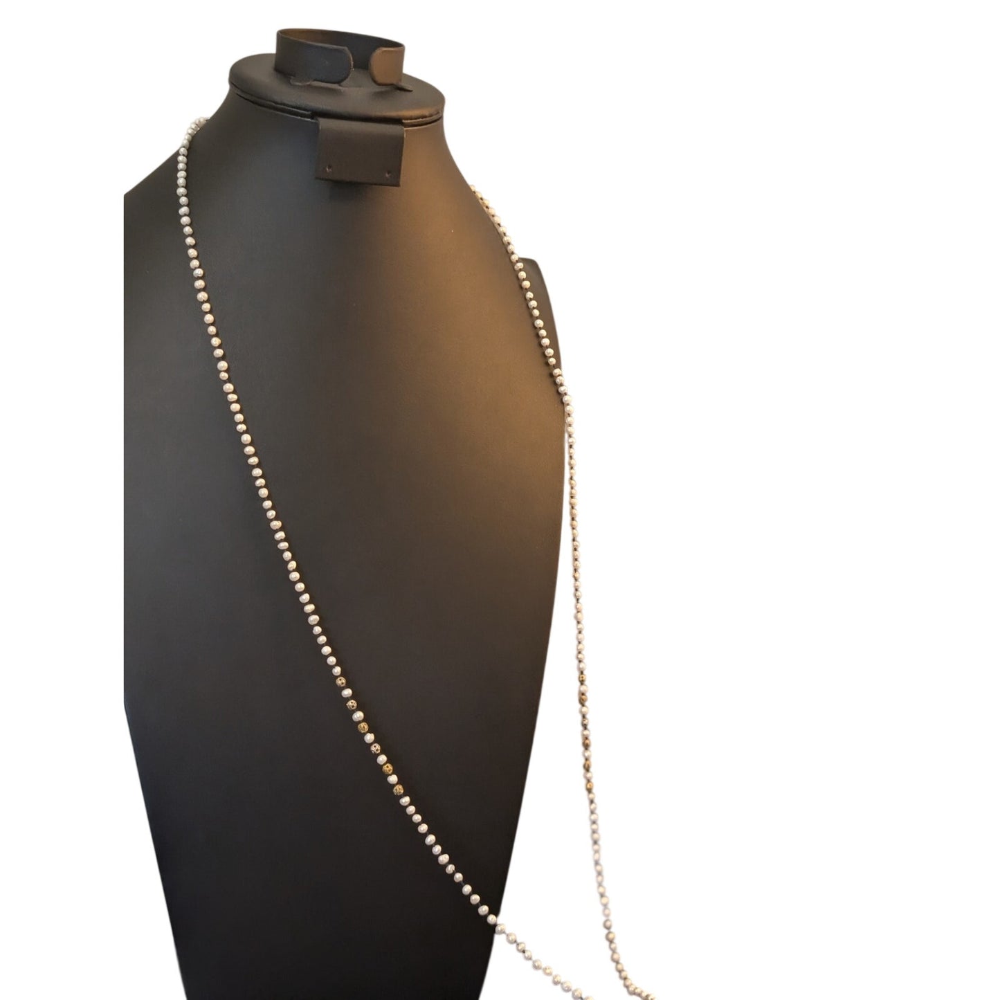 Vtg Zacasha Genuine Pearl Navy Filigree Bead Blue Silver Tassel Boho Necklace