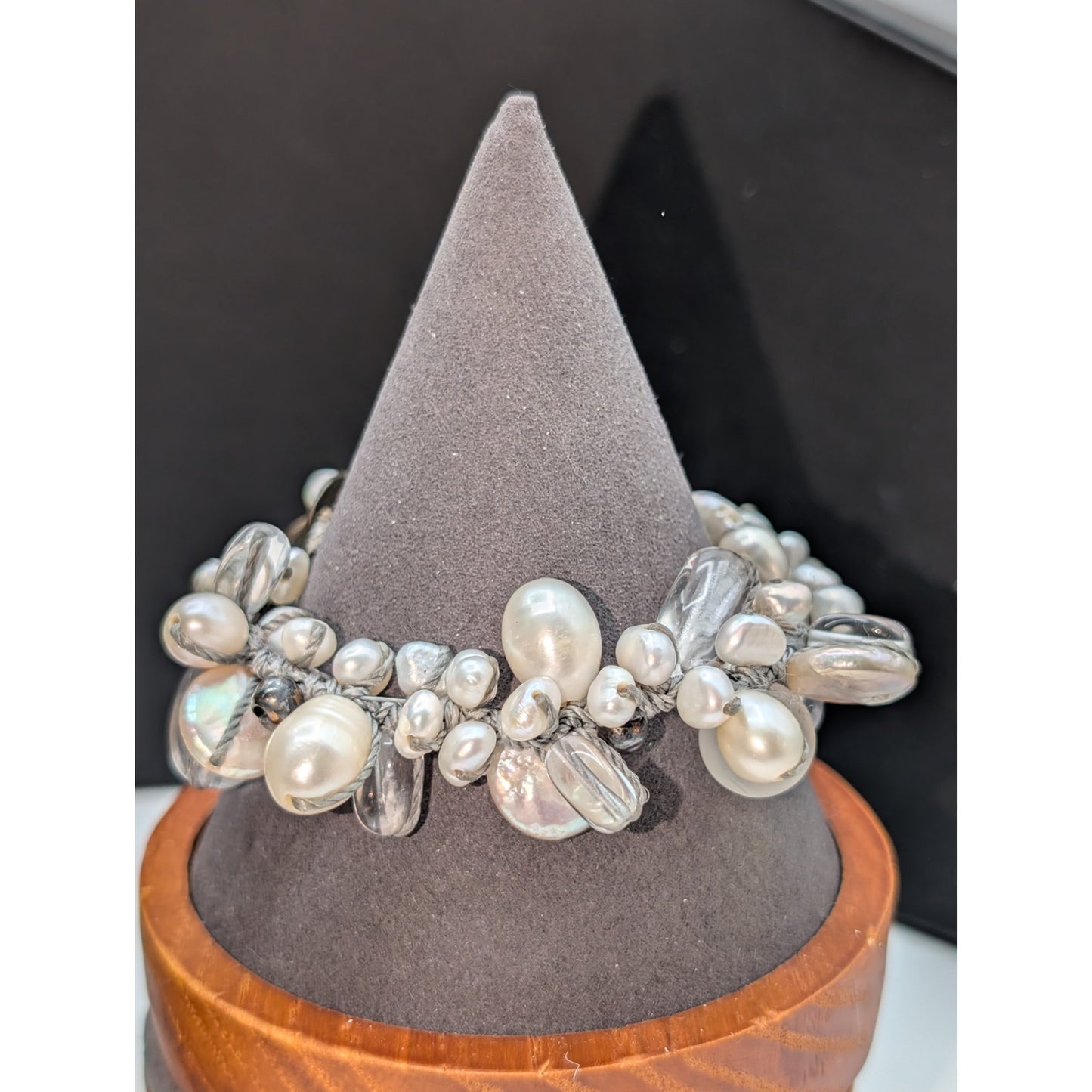 Silpada Effervescence 925 Sterling Silver Pearl Glass Toggle Bracelet