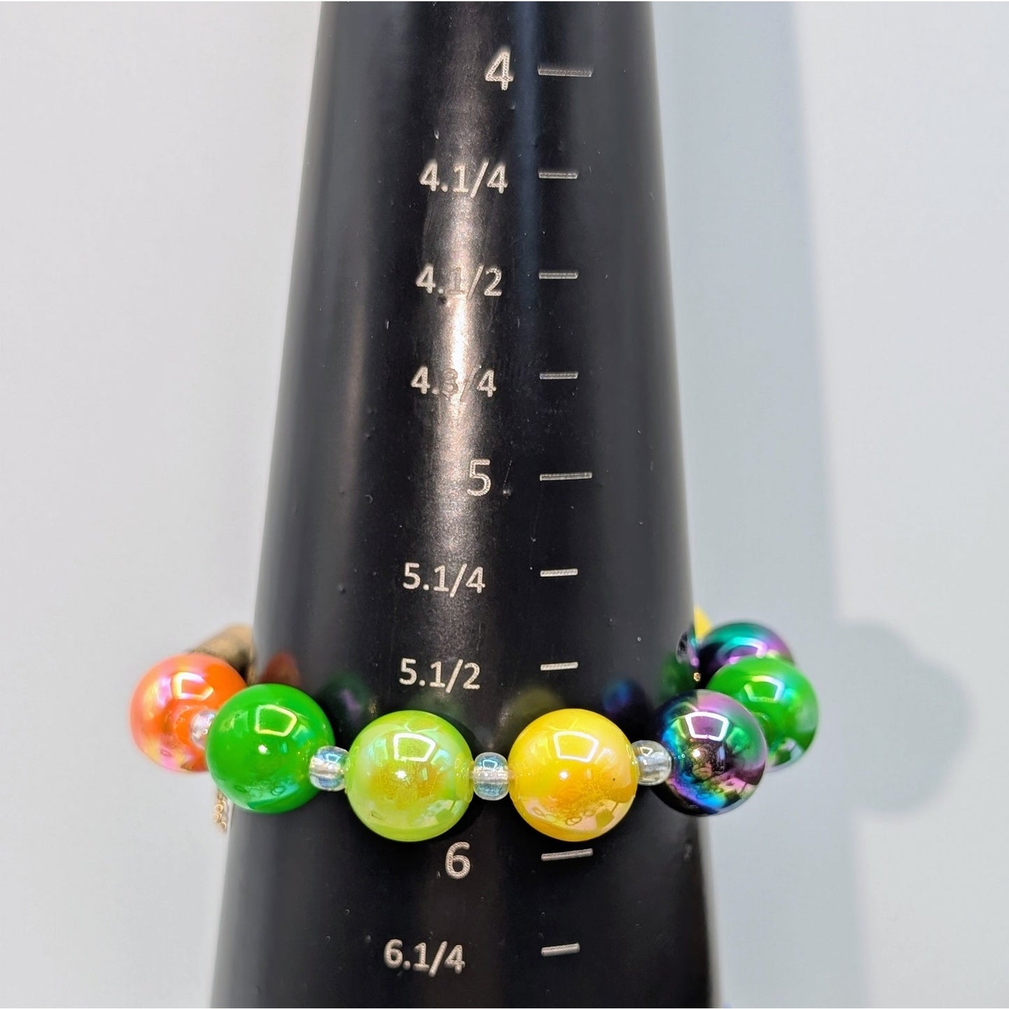 Lot of Two Colorful Telephone Wire Wrap Bracelet & Opalescent Beaded Bracelets
