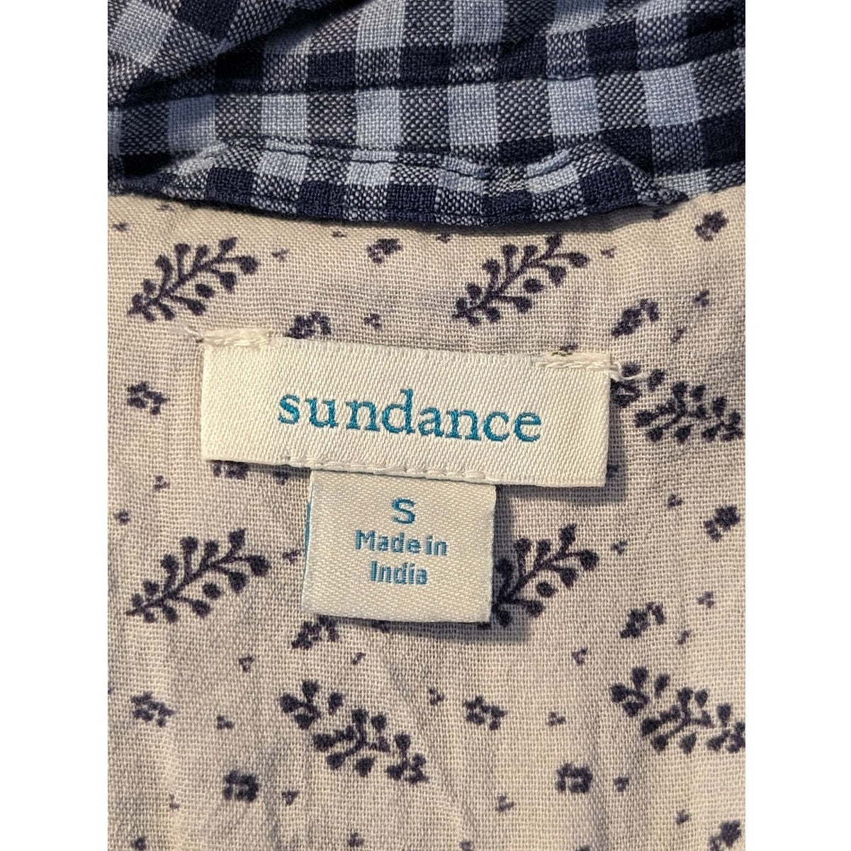 Sundance Ziri 100% Linen Blue Gingham Cinch Back Jacket Womens Sz S (4-6)