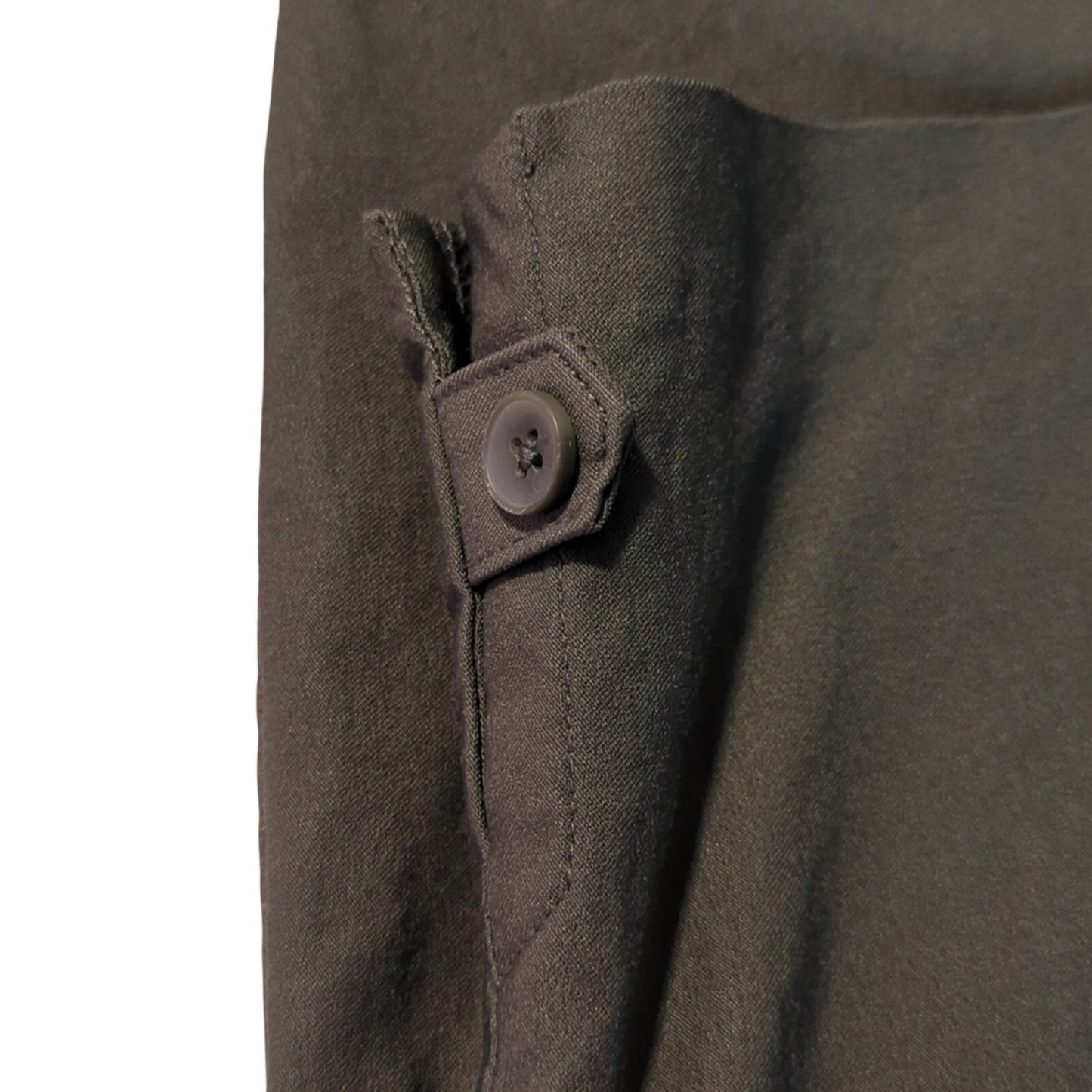 Chico's Women's Size 3 (US 16) Olive Green Button Tab Crop Stretch Pull On Pant