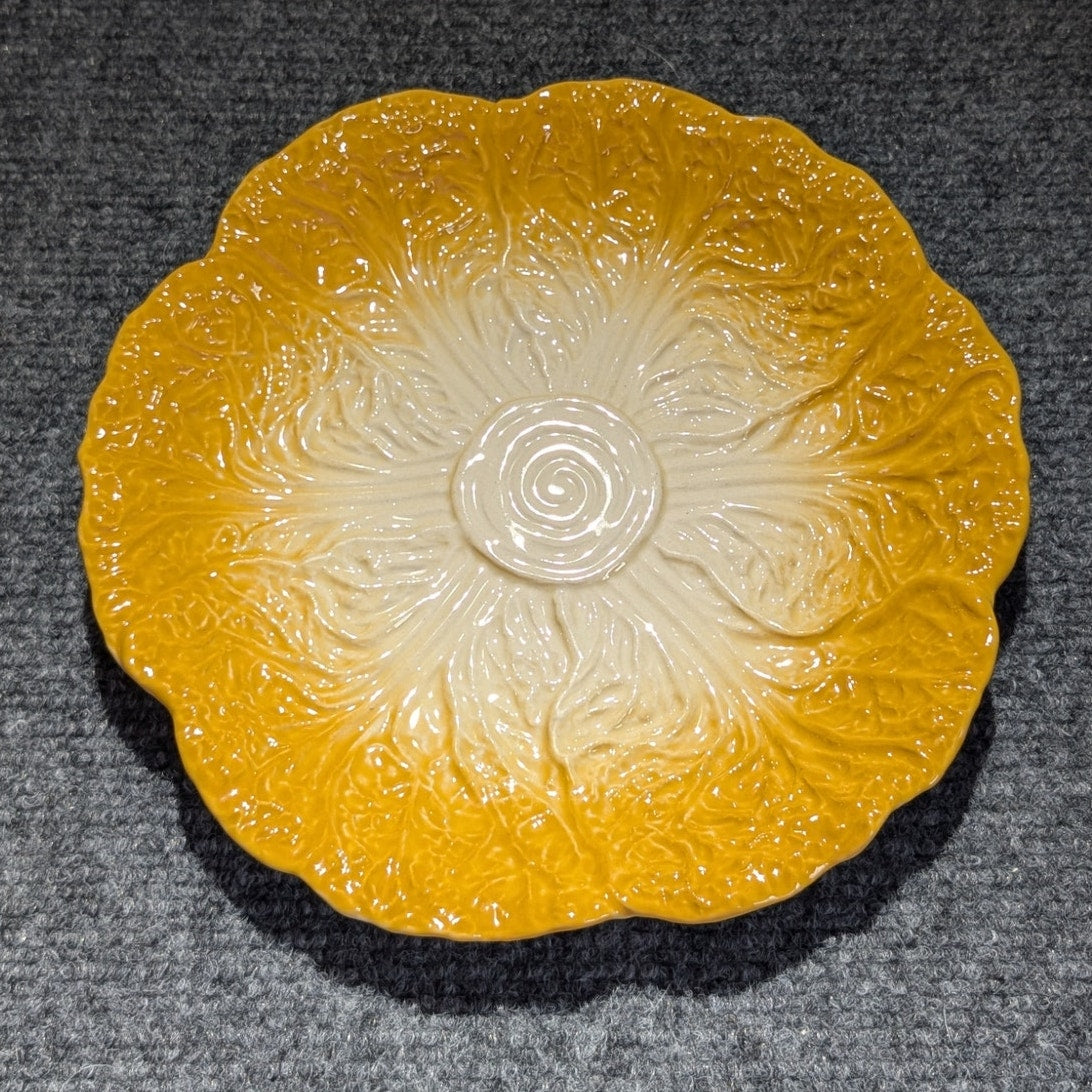 Set of Two Yellow/Golden Cabbage Leaf Plates