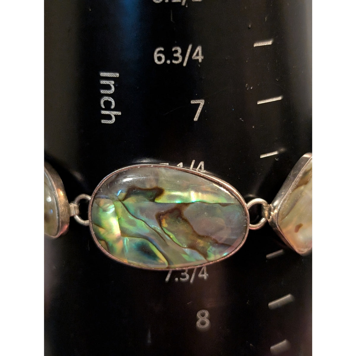 Sterling Silver Abalone Shell Toggle Bracelet