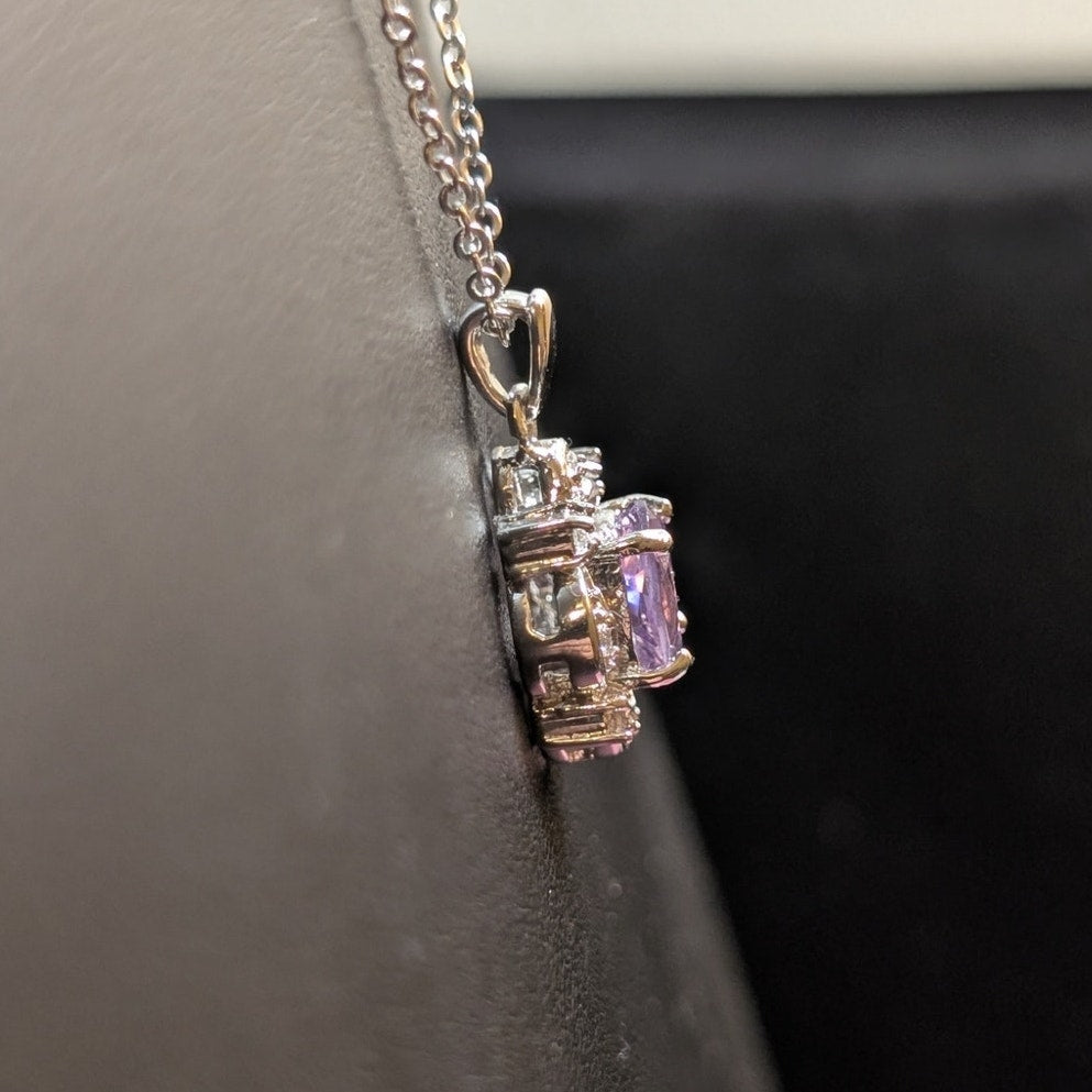 Genuine Amethyst CZ Pendant 18" Necklace