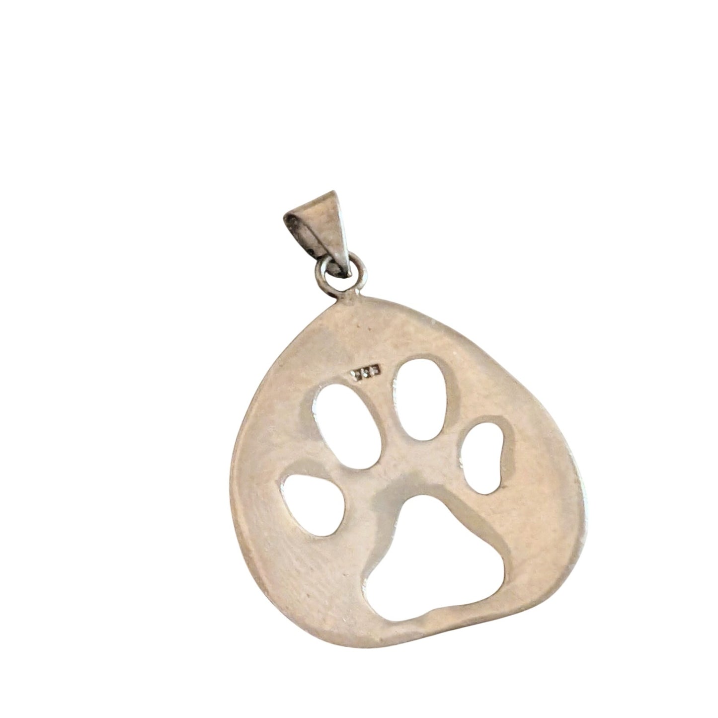 925 Sterling Paw Print Pendant on Woven 925 Silver Italy 16-18" Collar Necklace