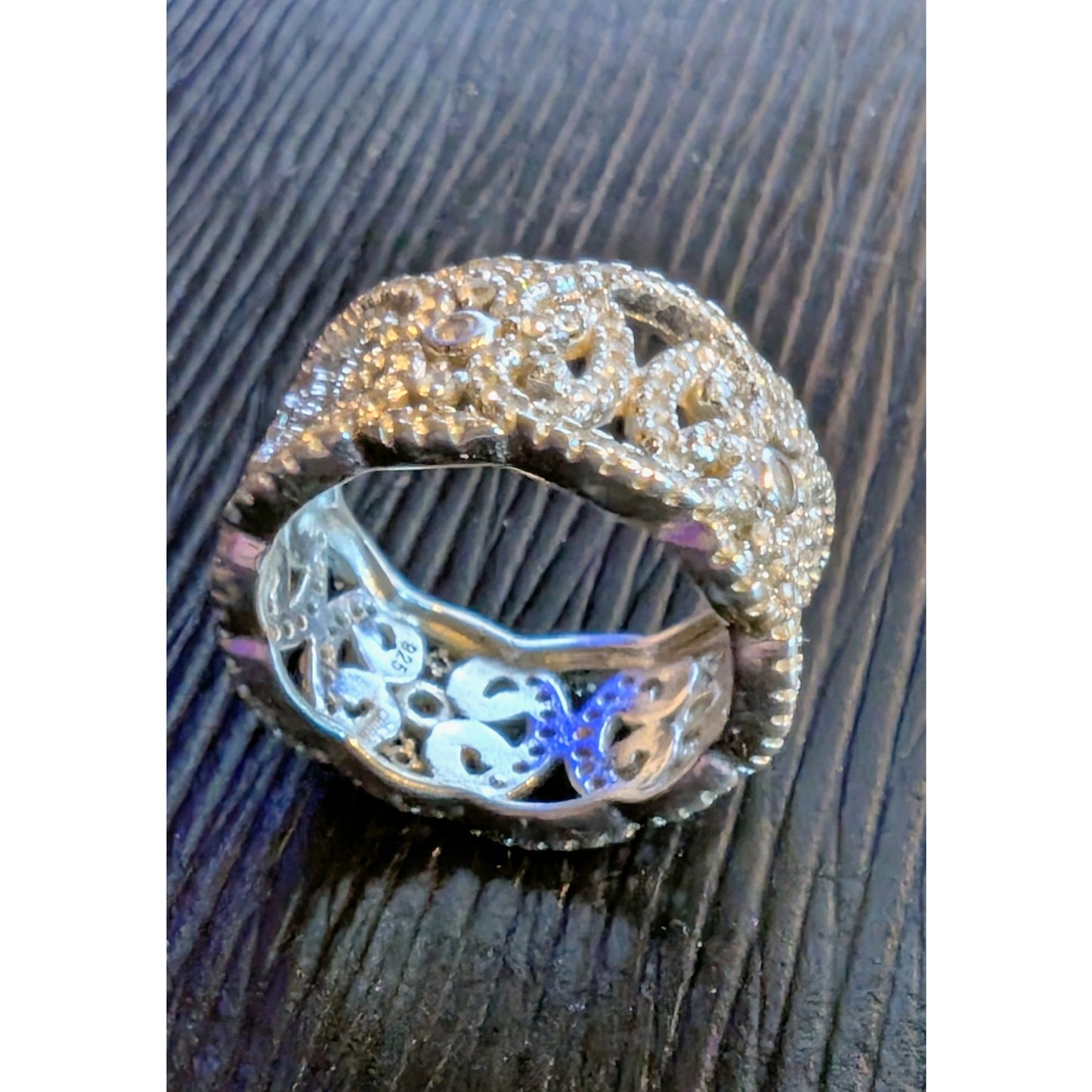 Marked 925 Sterling Silver CZ Encrusted Eternity Band Ring Size 5.25