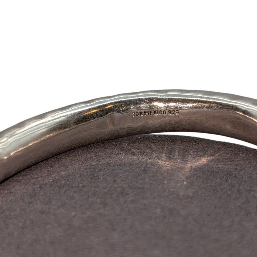 Vintage Signed HOB Mexico 925 Hammered Oval Bangle Bracelet 13.68g