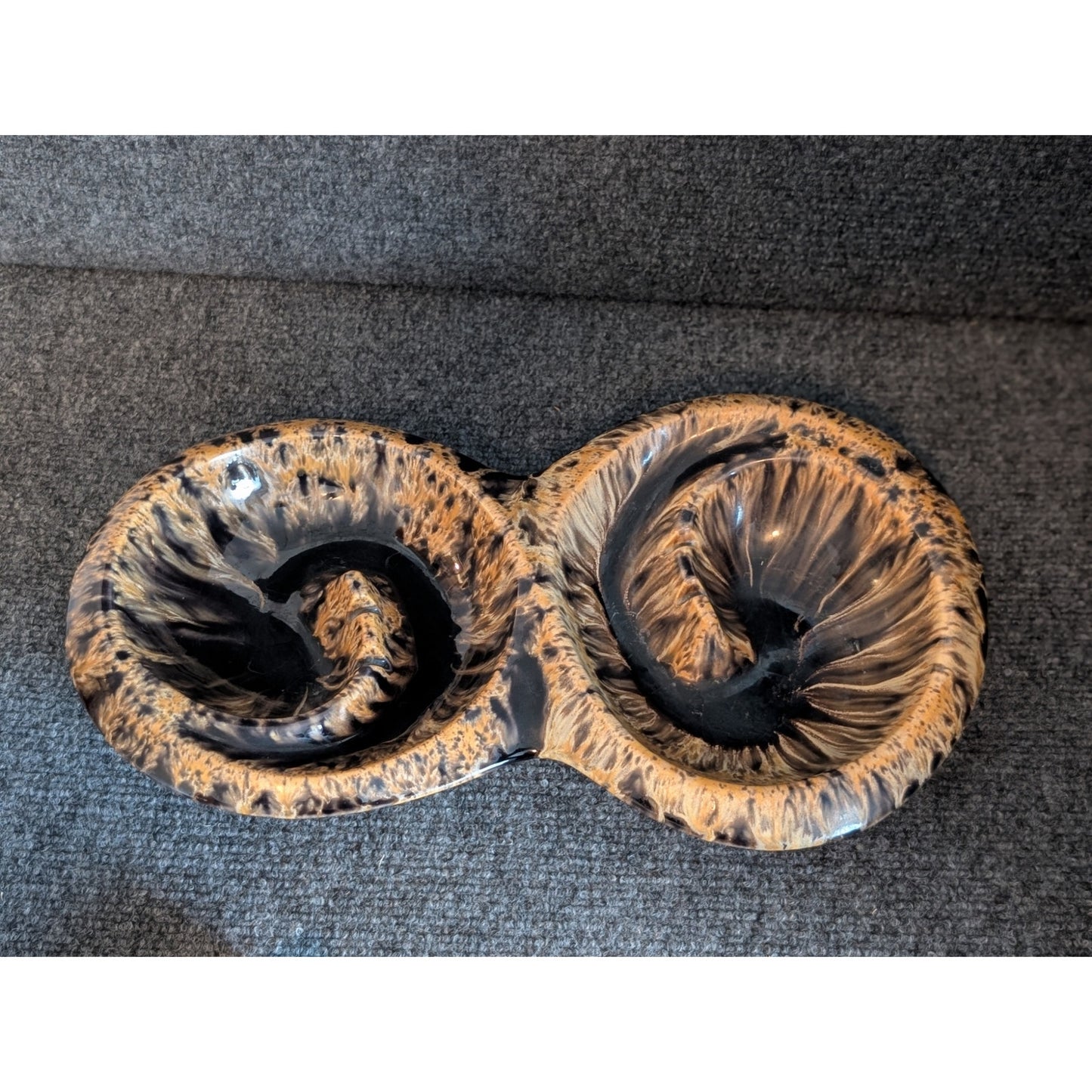 Vintage MCM Art Deco Double Ceramic Collectible Ashtray