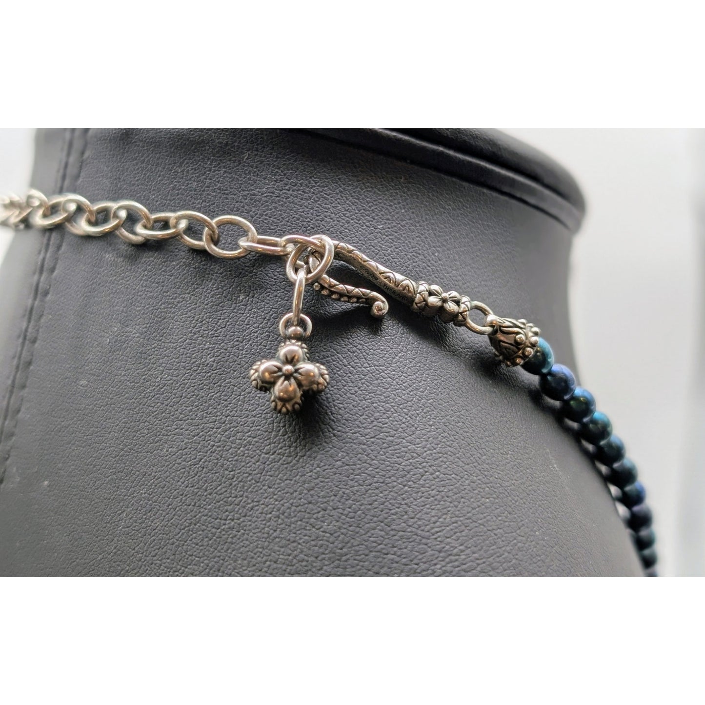 Barbara Bixby Sterling & 18K Gold Initial Letter 'J' Pendant Blue Pearl Necklace